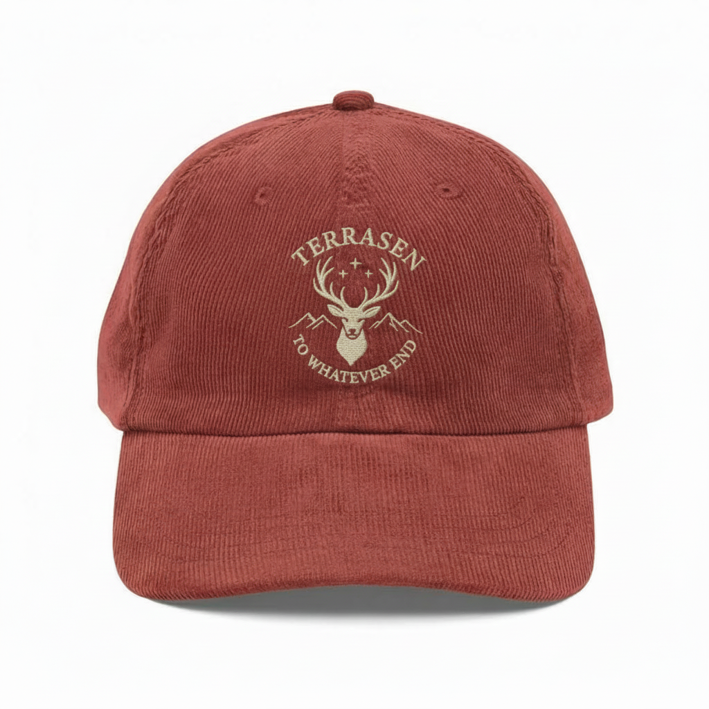 Terrasen Corduroy Dad Hat, Throne of Glass Inspired Embroidered Cap, Stag Crest Fantasy Bookish Gift for Readers VLRH34
