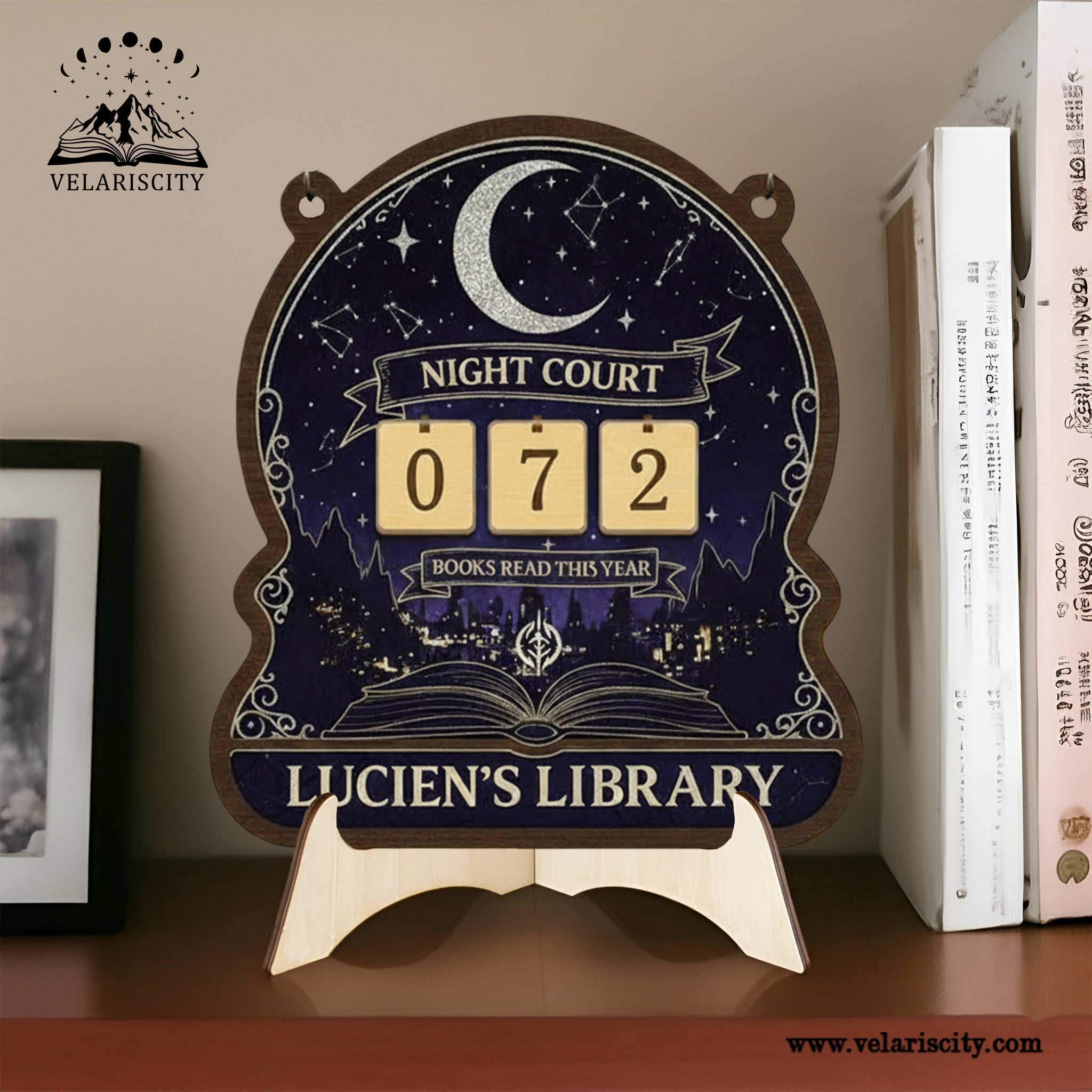Night Court Book Tracker Sign, ACOTAR Inspired Reading Tracker, Velaris Bookish Decor, Fantasy Gift for Readers BTVLR39