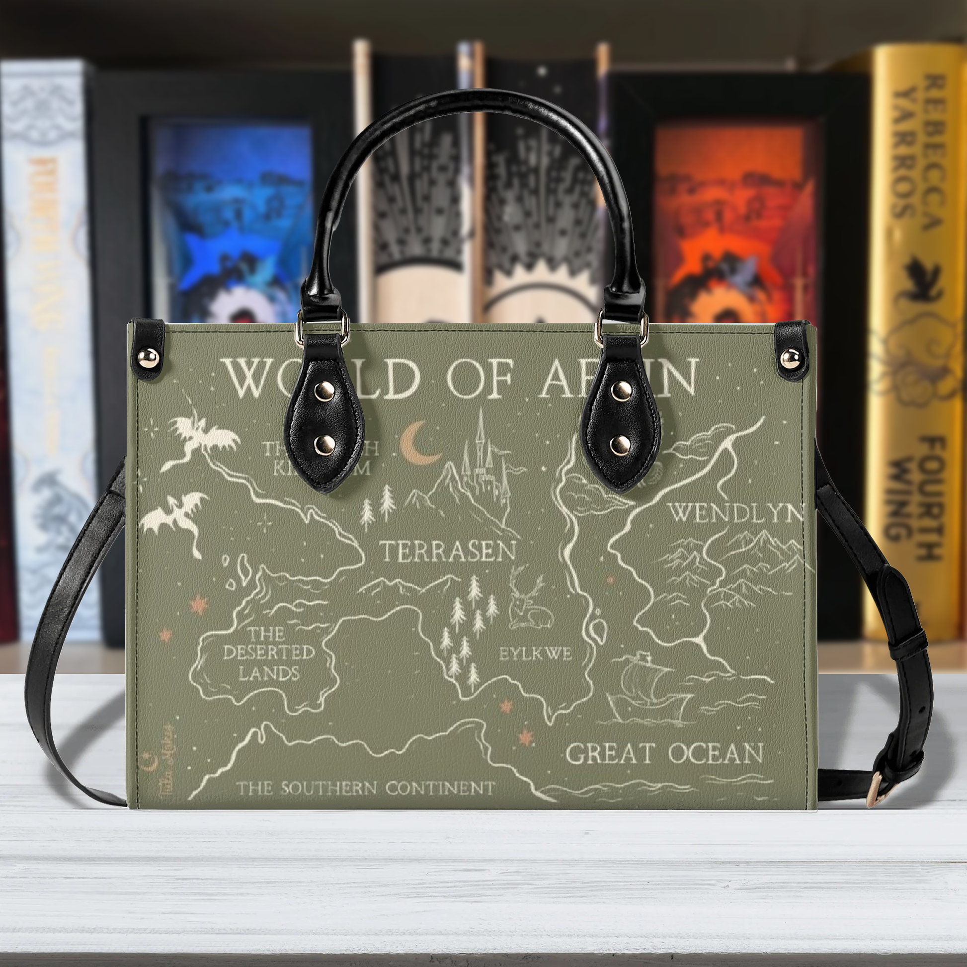 World Of Aelin Leather Bag, Throne Of Glass Inspired Bag, Personalized Leather Bag, Fantasy Leather Handbag, Perfect Gift for Women. HBVLR22