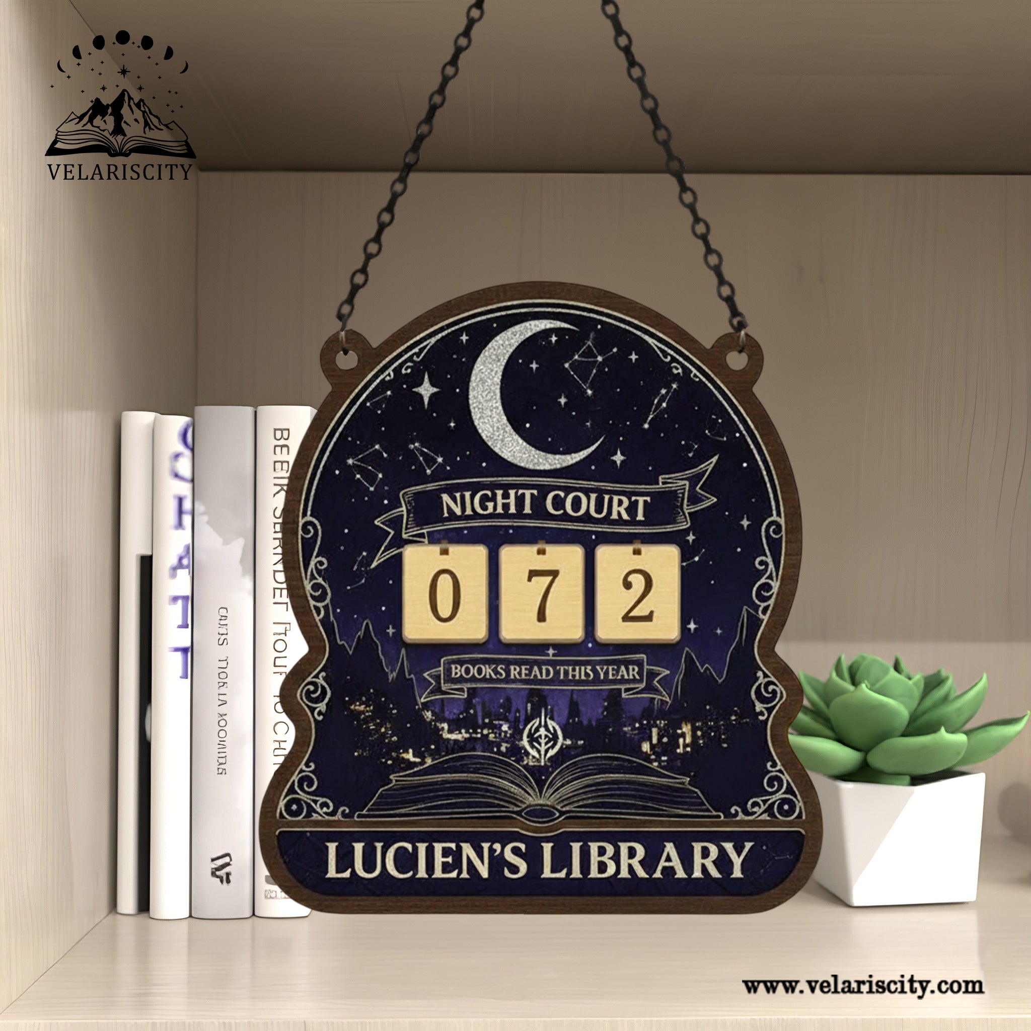 Night Court Book Tracker Sign, ACOTAR Inspired Reading Tracker, Velaris Bookish Decor, Fantasy Gift for Readers BTVLR39