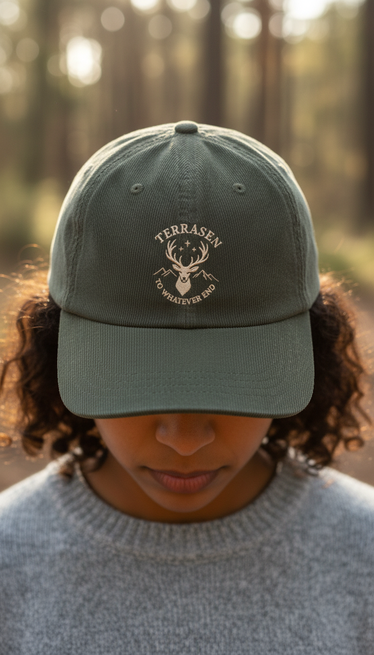 Terrasen Corduroy Dad Hat, Throne of Glass Inspired Embroidered Cap, Stag Crest Fantasy Bookish Gift for Readers VLRH34