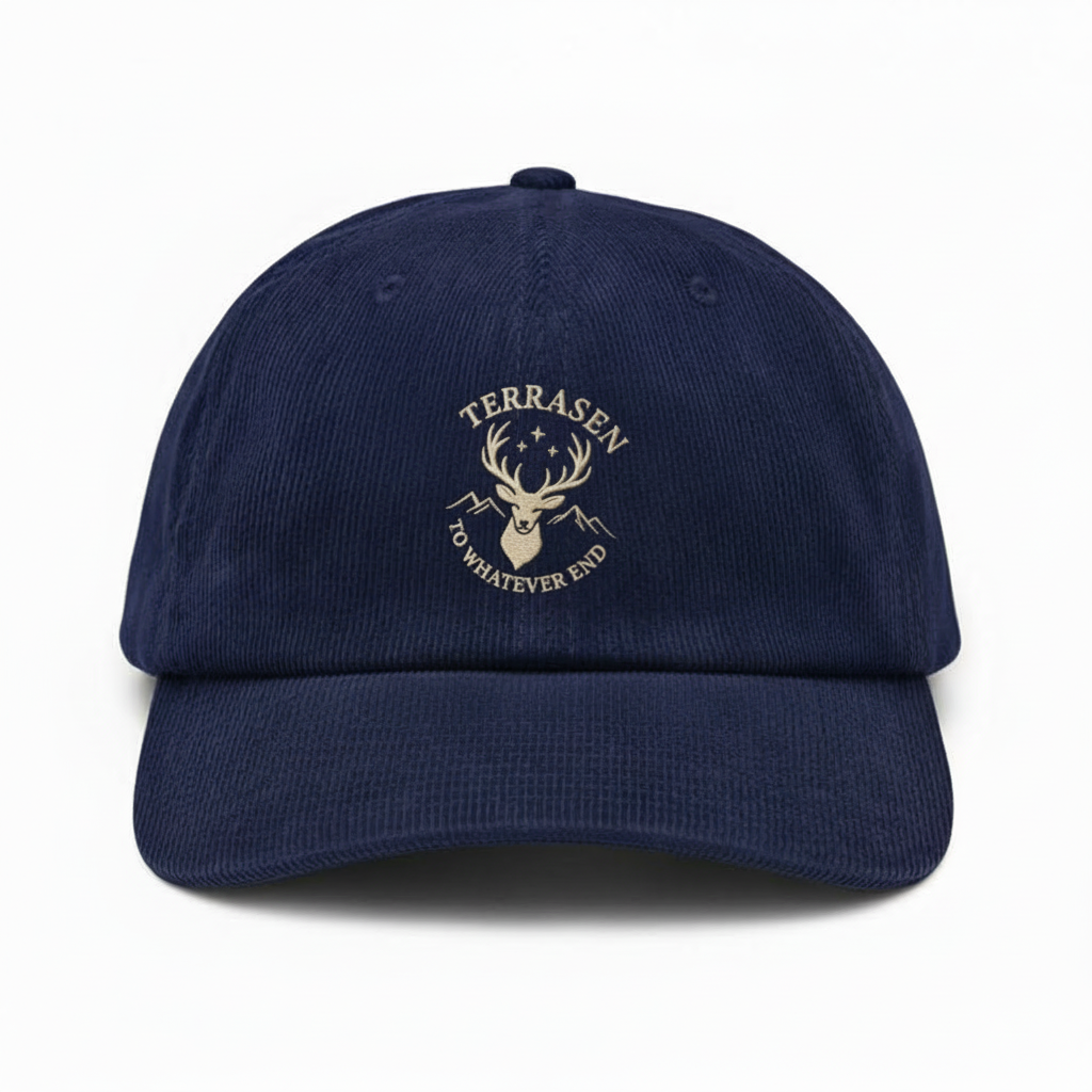 Terrasen Corduroy Dad Hat, Throne of Glass Inspired Embroidered Cap, Stag Crest Fantasy Bookish Gift for Readers VLRH34