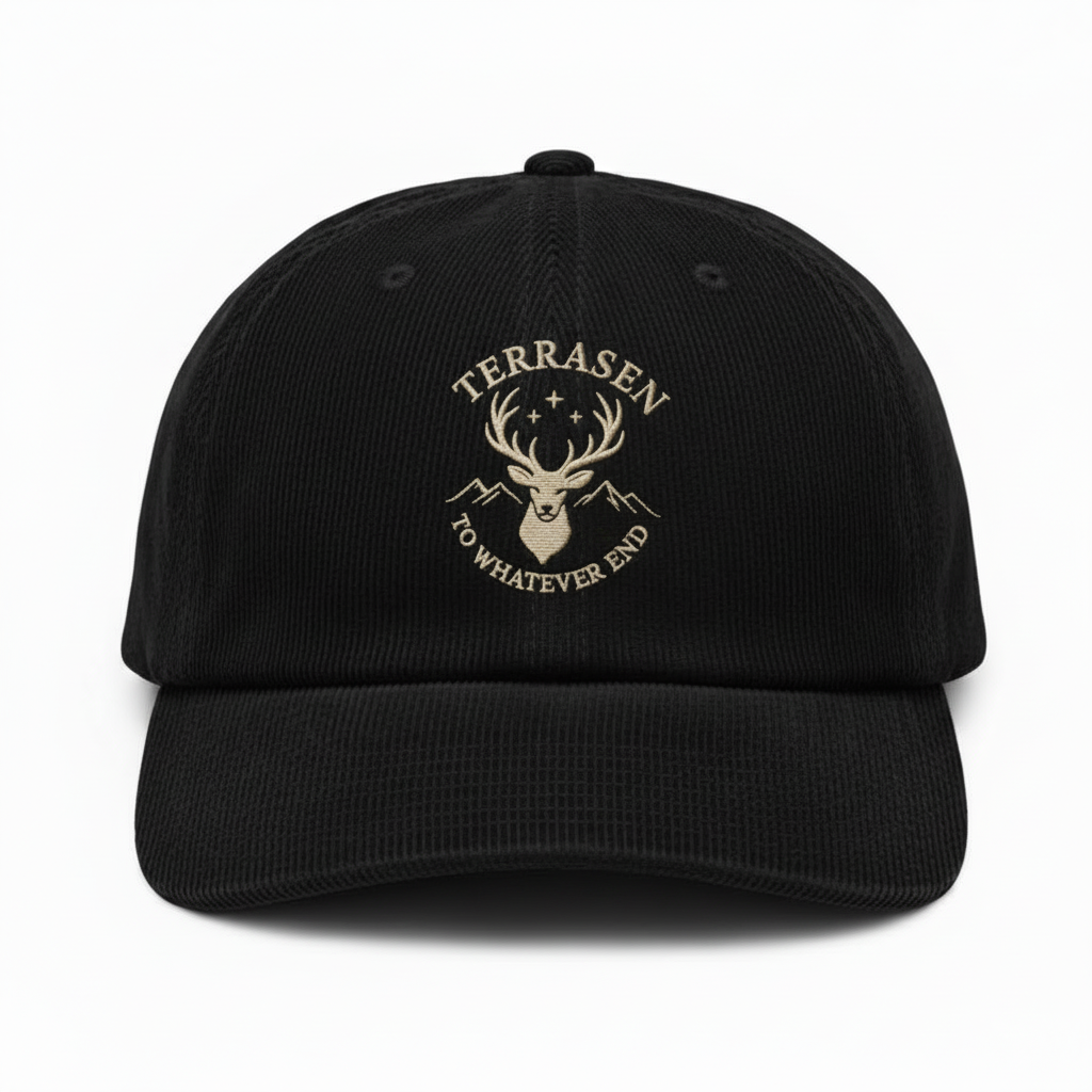 Terrasen Corduroy Dad Hat, Throne of Glass Inspired Embroidered Cap, Stag Crest Fantasy Bookish Gift for Readers VLRH34