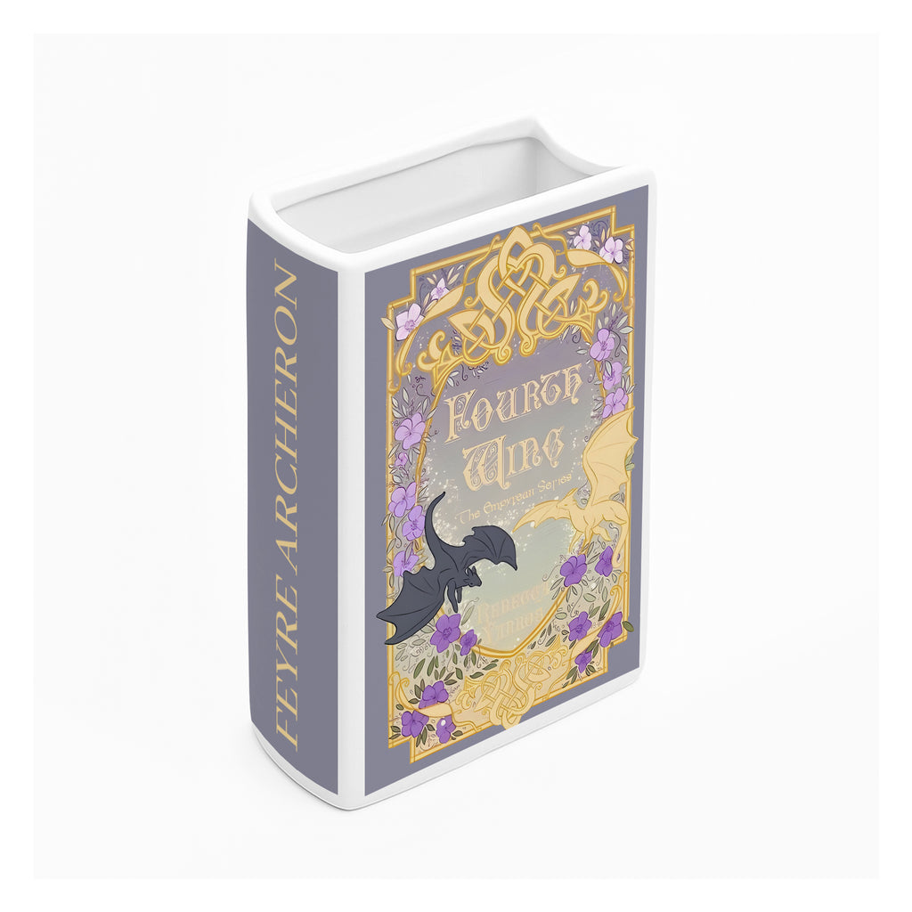 Fourth Wing Book Vase, Violet Sorrengail Quote Ceramic Decor, Fantasy Dragon Gift for Rebecca Yarros Fans CVVRL20