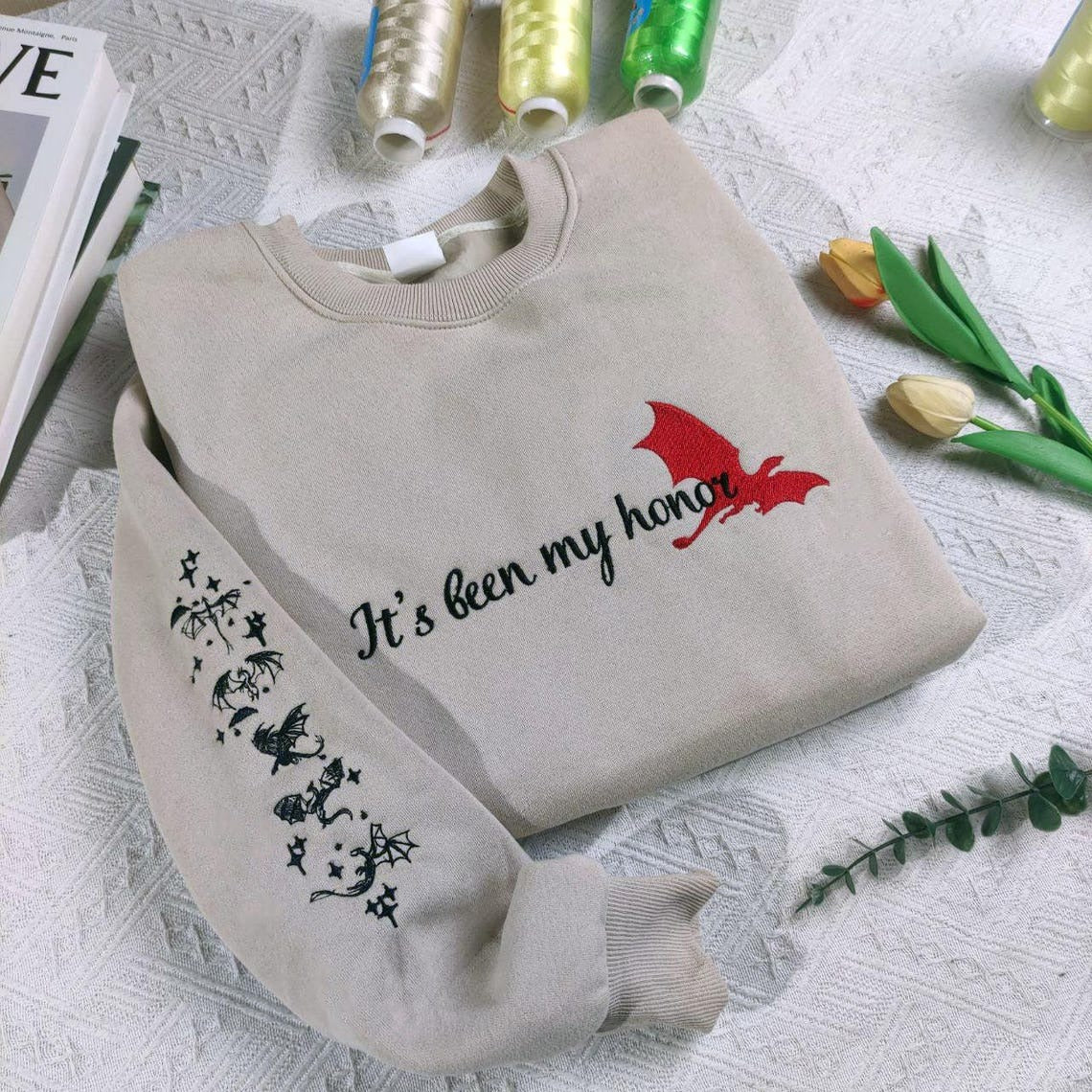 Embroidered It’s Been My Honor Sweatshirt, Fourth Wing Onyx Storm, The Empyrean Sweatshirt, VEMB18