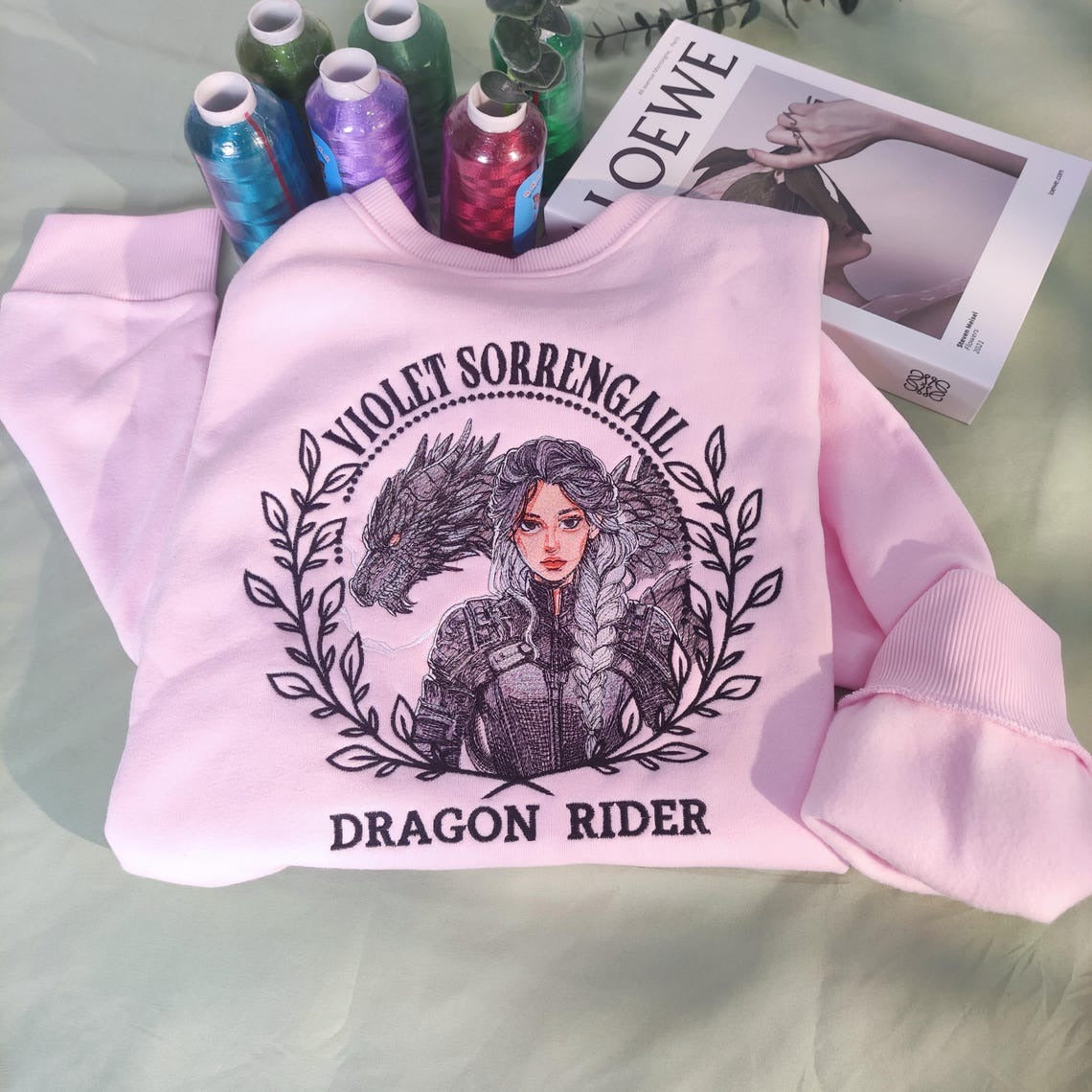 Embroidered Violet Sorrengail Sweatshirt, Dragon Rider Basgiath War College Shirt. VEMB22