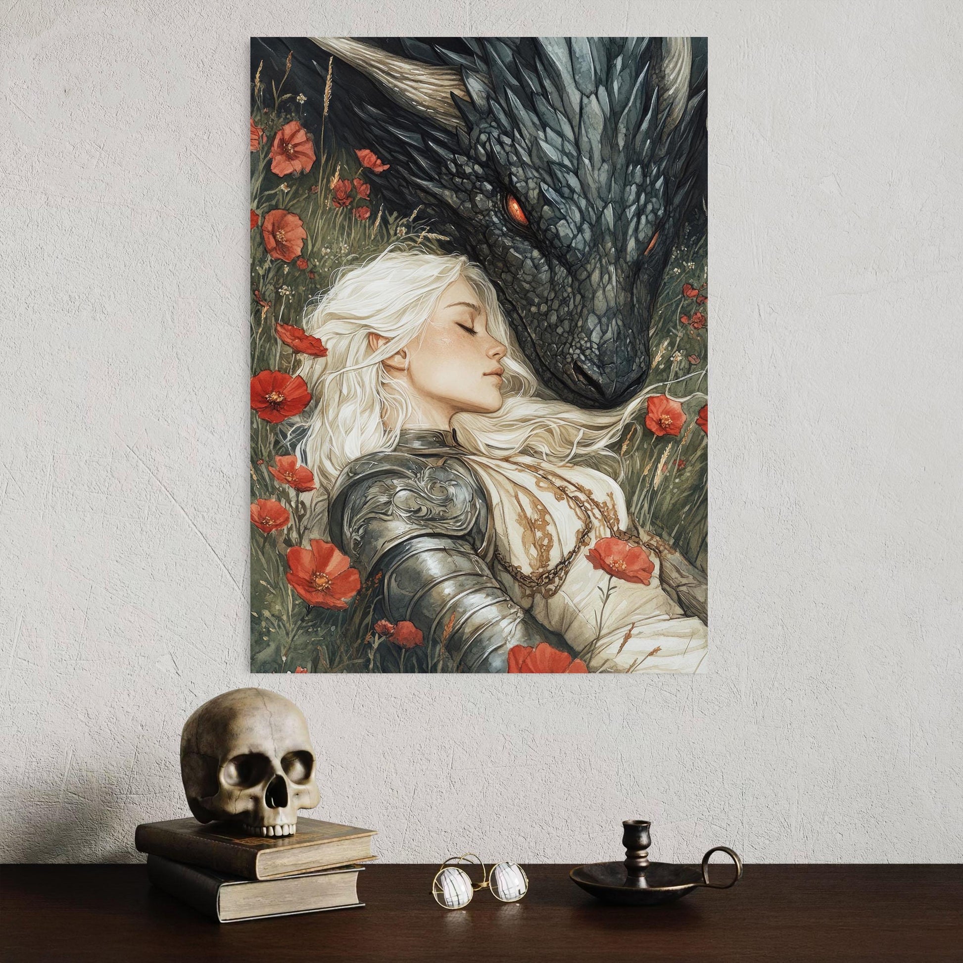 Throne of Glass Printed Art, Poster Abraxos and Manon, Art Print Fantasy Wall Decor, TOG Bookish Gift Dragon and Witch Illustration Book Lover Gift VLRP58