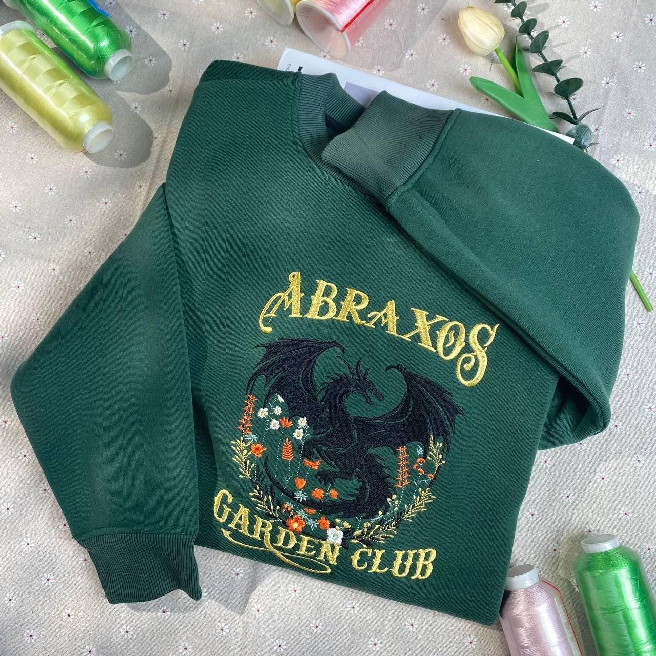 Throne of Glass Embroidered Sweatshirt, Abraxos Garden Club Hoodie, Gifts for Book Fans VEMB44