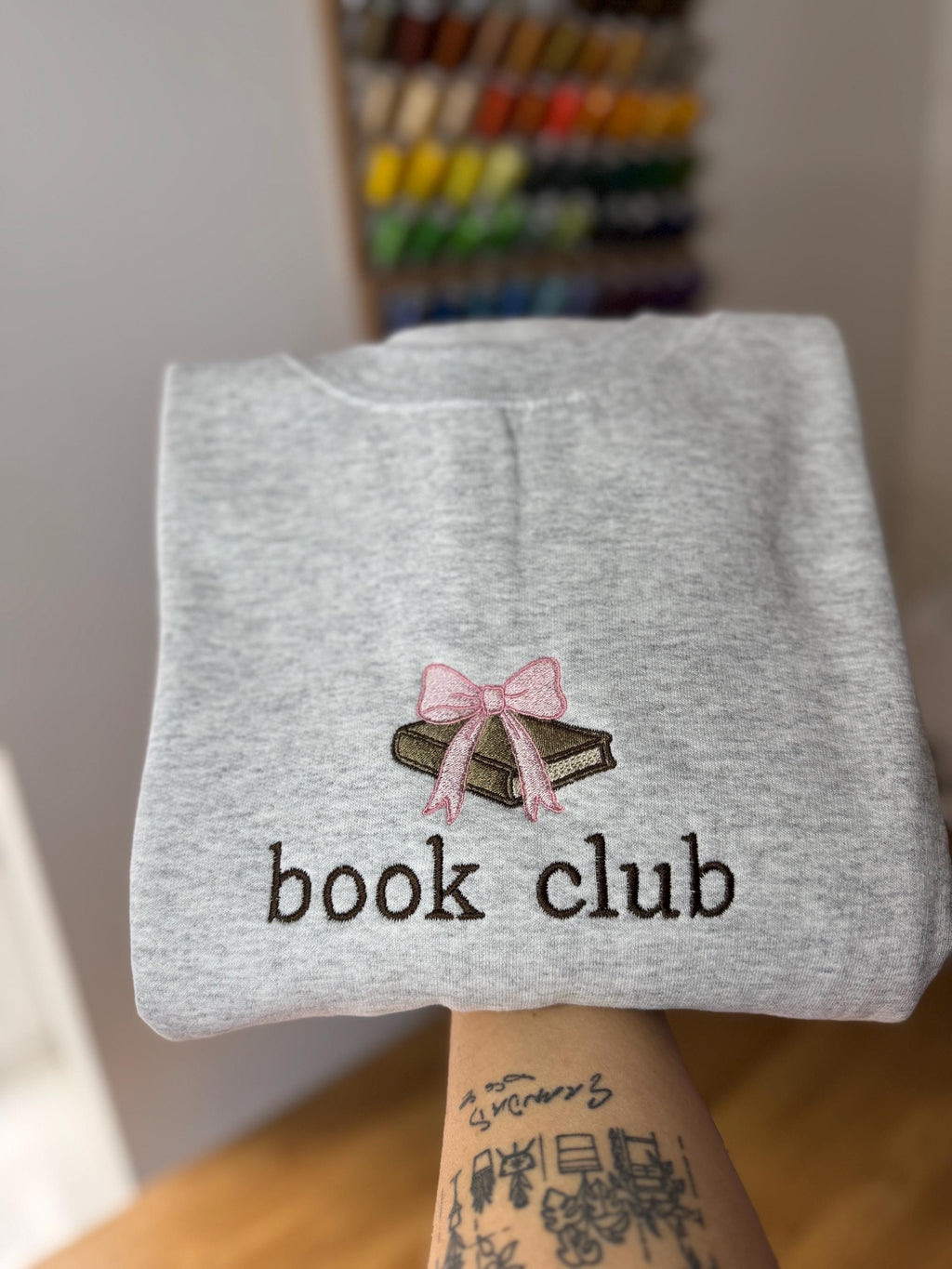 Book Club Embroidered Sweatshirt, Book Lover, Reading, Bookish, Bow, Cute, Librarian Gift, Book Lover Sweater, For Her, Love Reading