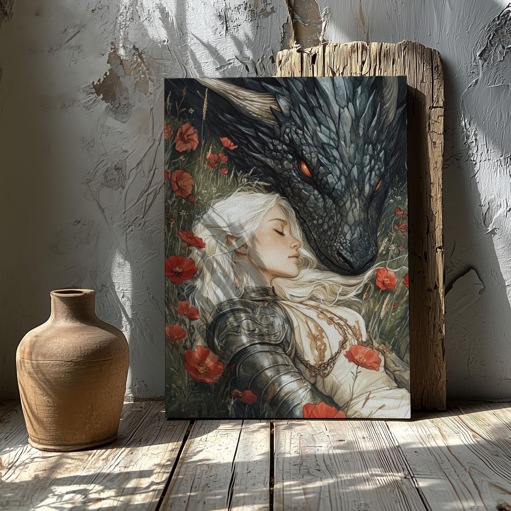 Throne of Glass Printed Art, Poster Abraxos and Manon, Art Print Fantasy Wall Decor, TOG Bookish Gift Dragon and Witch Illustration Book Lover Gift VLRP58