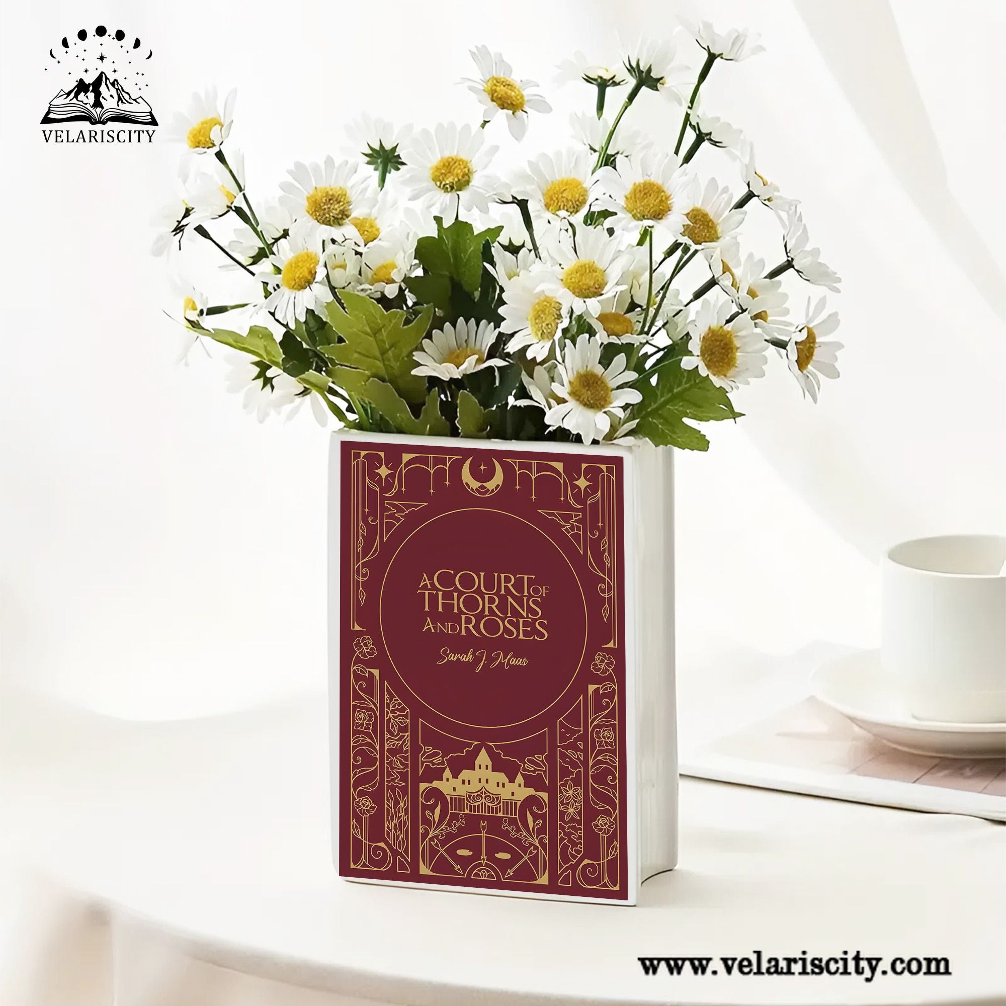 A Court of Thorns and Roses Ceramic Book Vase, ACOTAR Rhysand Quote Decor, Fantasy Romance Gift for Fans CVVRL21