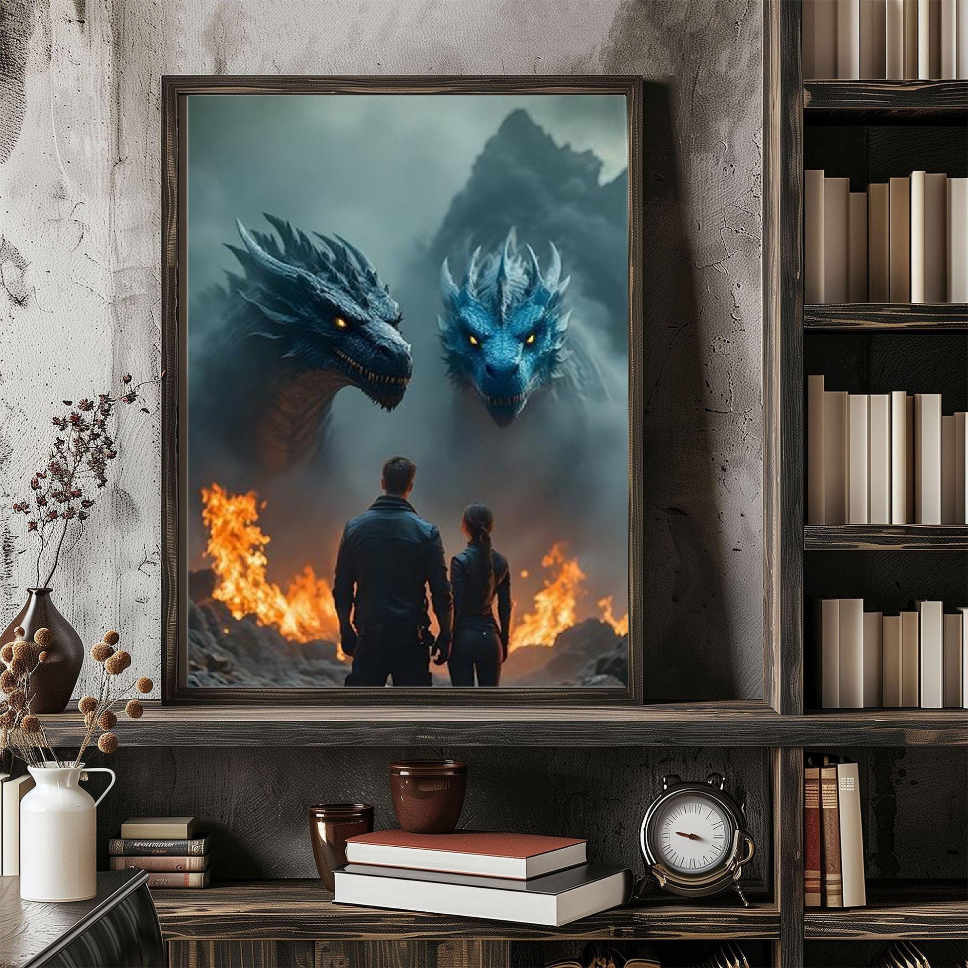 Fourth Wing Book Dragon Art Print - Xaden & Violet, Tairn & Sgaeyl, The Empyrean Poster, Rebecca Yarros Poster, Gift For Fan VLRP05
