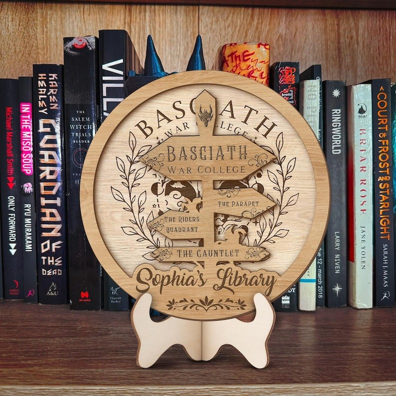 Custom Fourth Wing Bookshelf Decor, Fourth Wing Fan Gift, Fantasy Bookish Sign, Book Club Gift, Book Lover Decor
