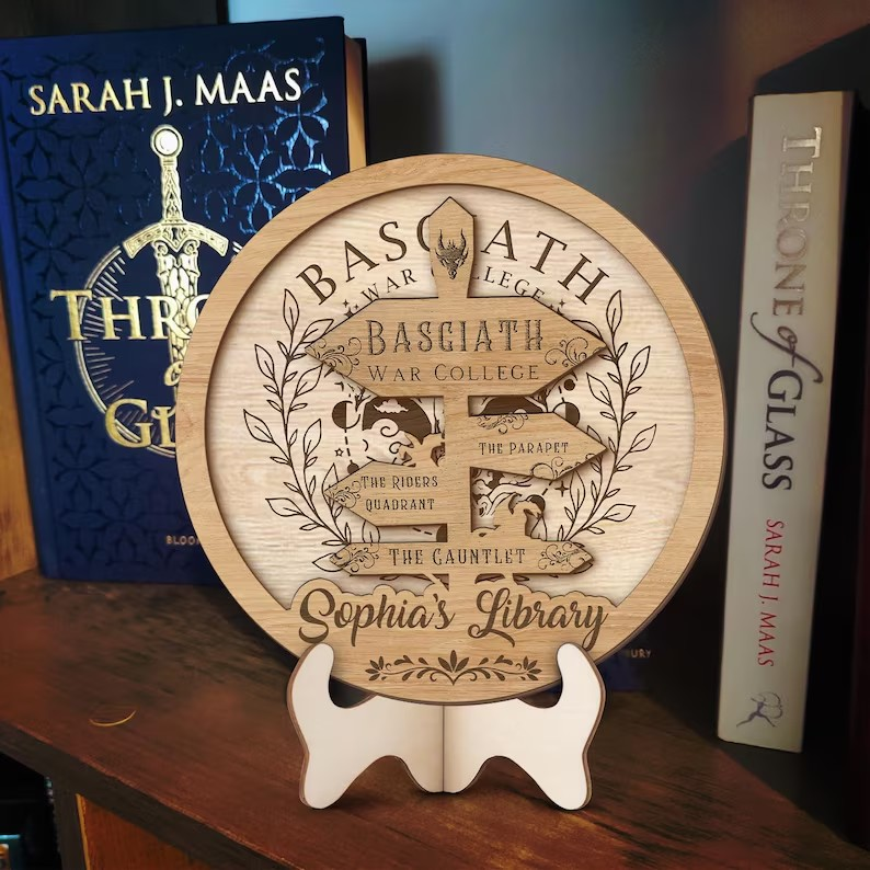 Custom Fourth Wing Bookshelf Decor, Fourth Wing Fan Gift, Fantasy Bookish Sign, Book Club Gift, Book Lover Decor