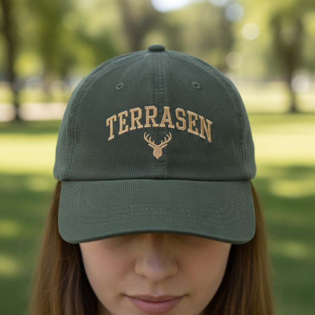 Terrasen Corduroy Dad Hat, Throne of Glass Inspired Embroidered Cap, Stag Fantasy Bookish Gift for Readers VLRH35