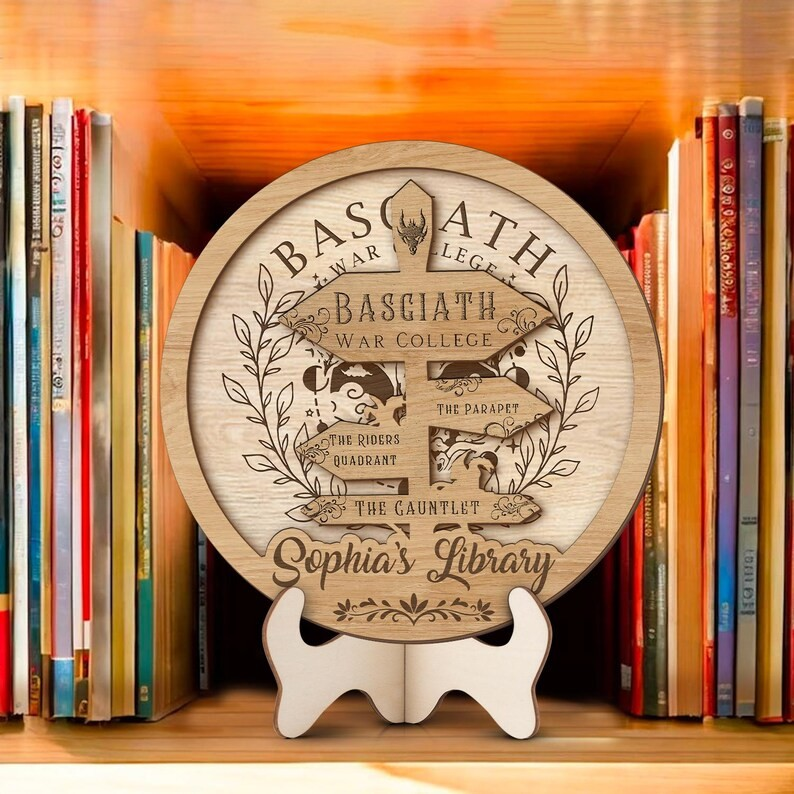 Custom Fourth Wing Bookshelf Decor, Fourth Wing Fan Gift, Fantasy Bookish Sign, Book Club Gift, Book Lover Decor