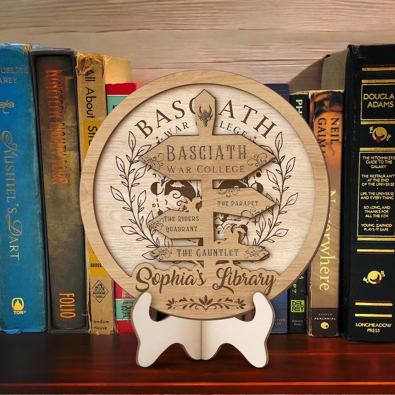 Custom Fourth Wing Bookshelf Decor, Fourth Wing Fan Gift, Fantasy Bookish Sign, Book Club Gift, Book Lover Decor BTVLR57
