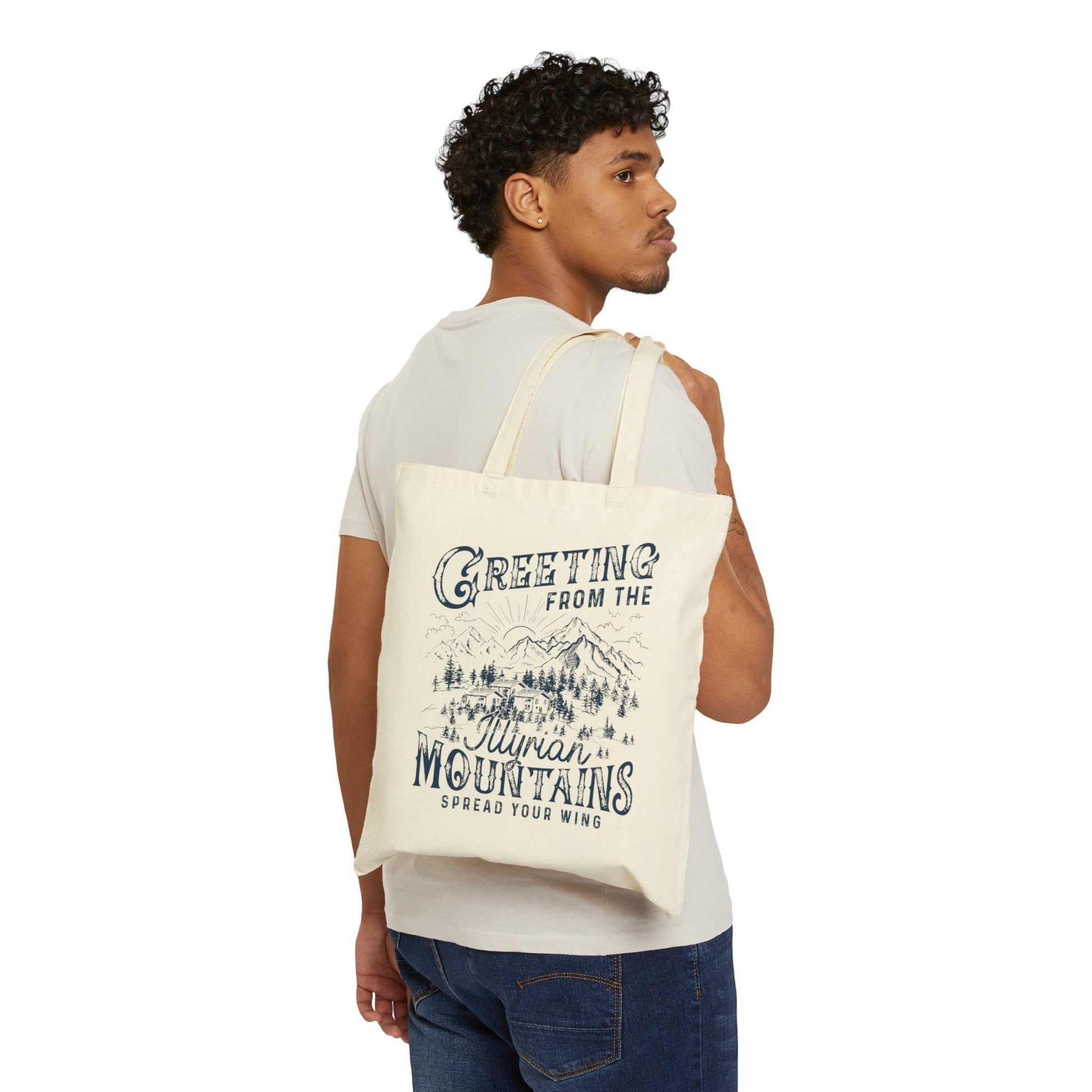 ACOTAR - illyrian mountains - Cotton Canvas Tote Bag - Rhysand - Eco Friendly Shopping Bag - City of Velaris - City of Starlight TBVLR20