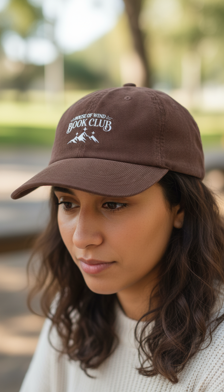 House of Wind Book Club Corduroy Dad Hat, ACOTAR Inspired Embroidered Cap, Bookish Fantasy Gift for Readers VLRH36