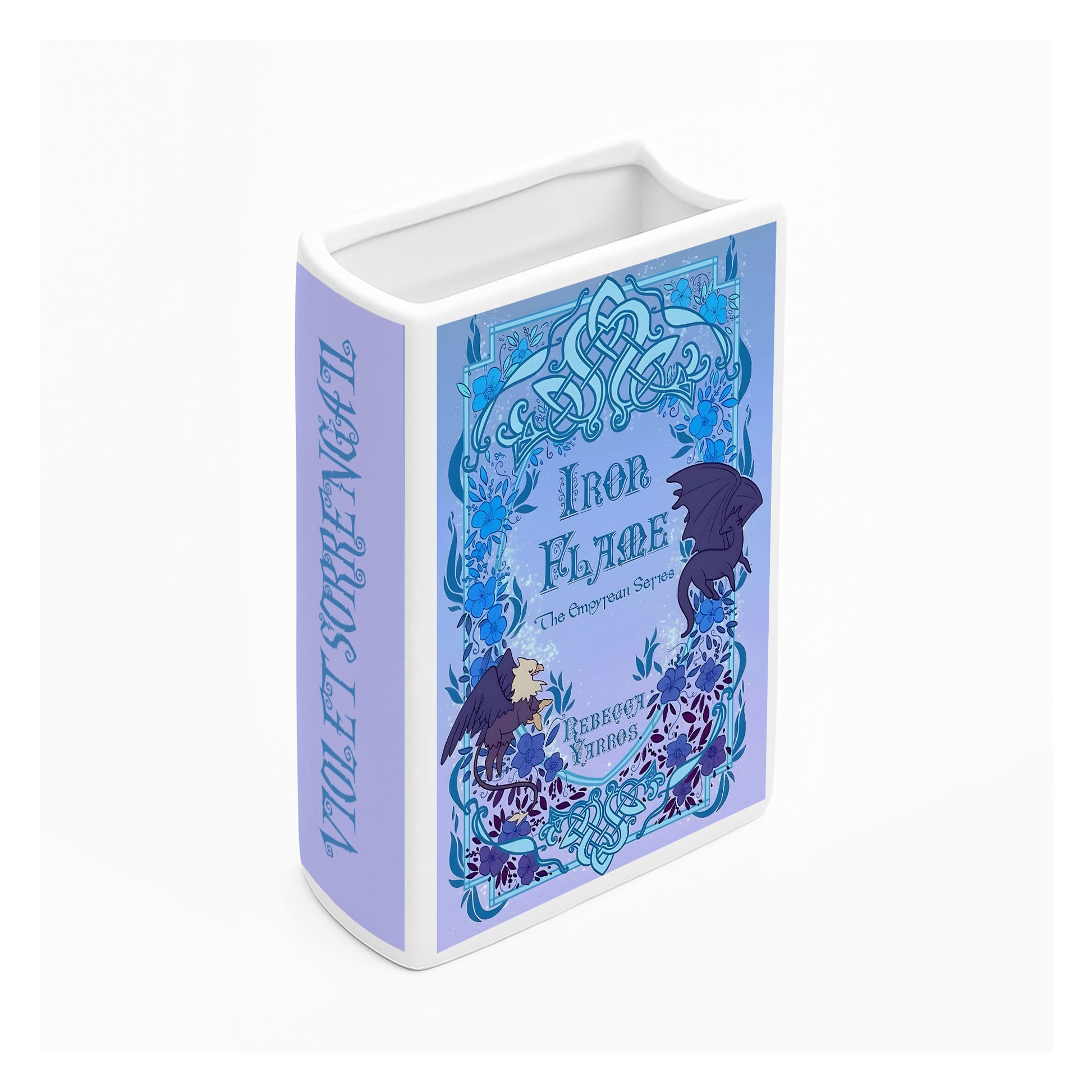 Iron Flame Ceramic Book Vase, Fantasy Home Decor for Book Lovers, Dragon Flower Vase Inspired by The Empyrean Series CVVRL23