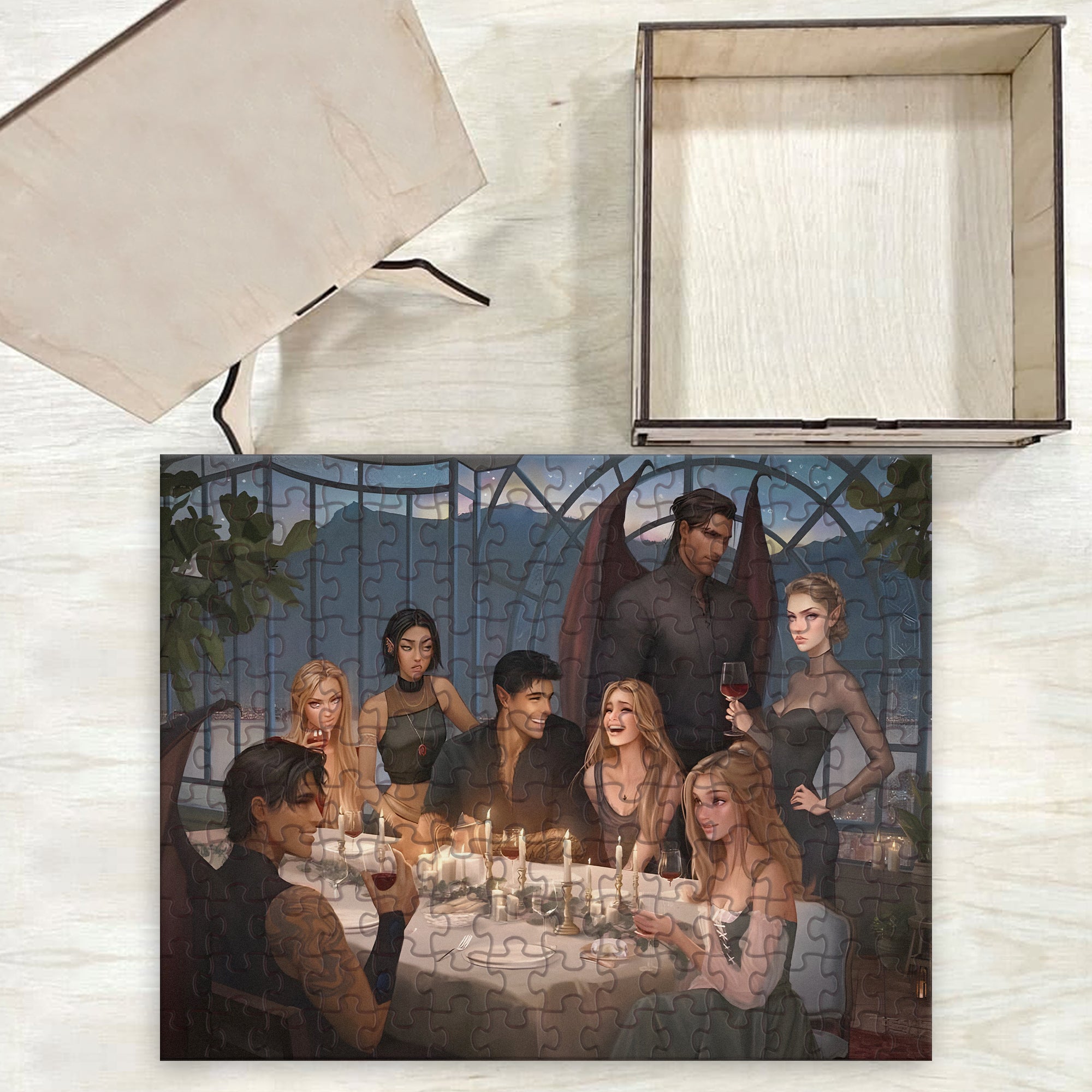 ACOTAR Puzzle Inner Circle Velaris, Feyre, Rhysand & Friends, Fantasy Wooden Jigsaw Puzzle Bookish Gift PVLR24