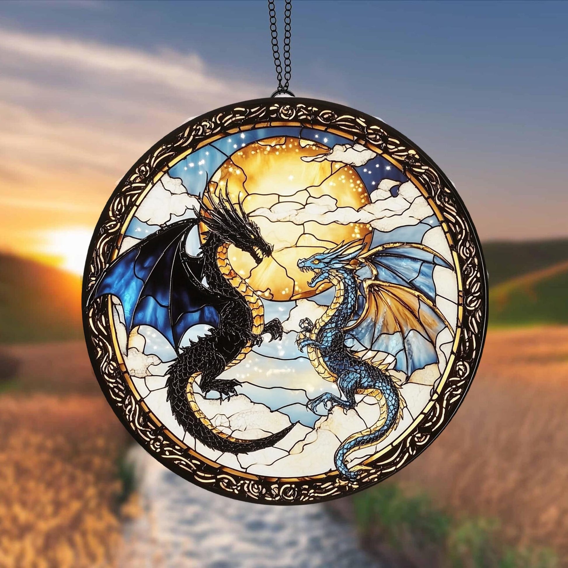 Fourth Wing Dragon Acrylic Ornaments, Tairn & Andarna Suncatcher for Readers, Book Lover Presents, Onyx Storm Stained Glass Suncatcher SGVLR23