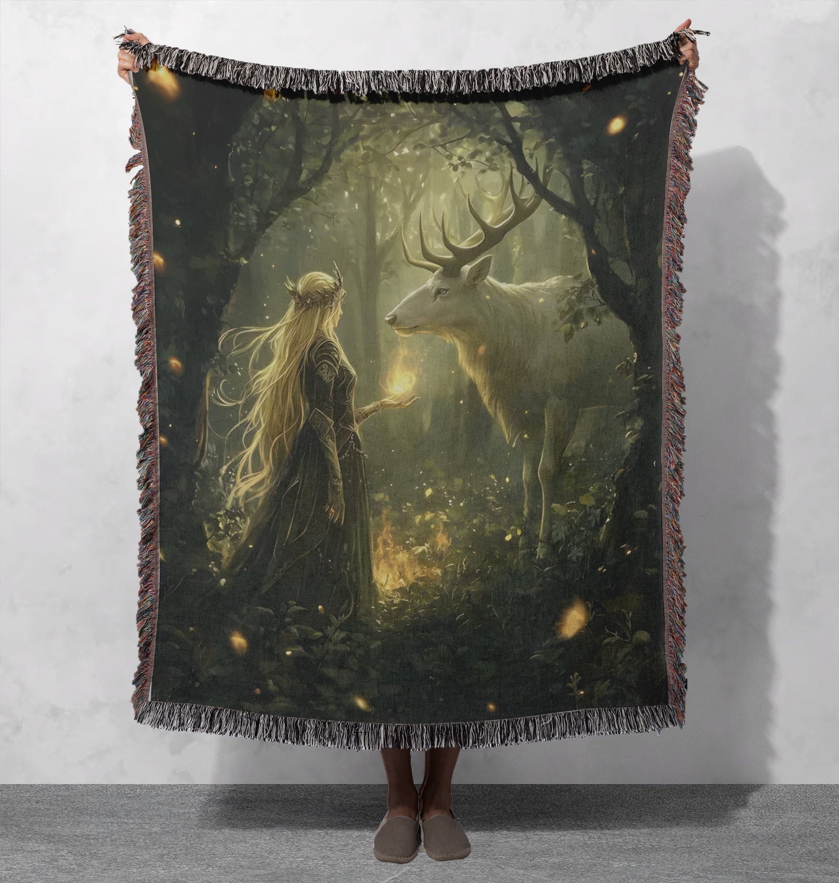 Aelin and Terrasen Woven Blanket, Throne of Glass Terrasen Scene, Fantasy Fae Queen Throw, Romantasy Bookish Gift for Readers BKVLR23