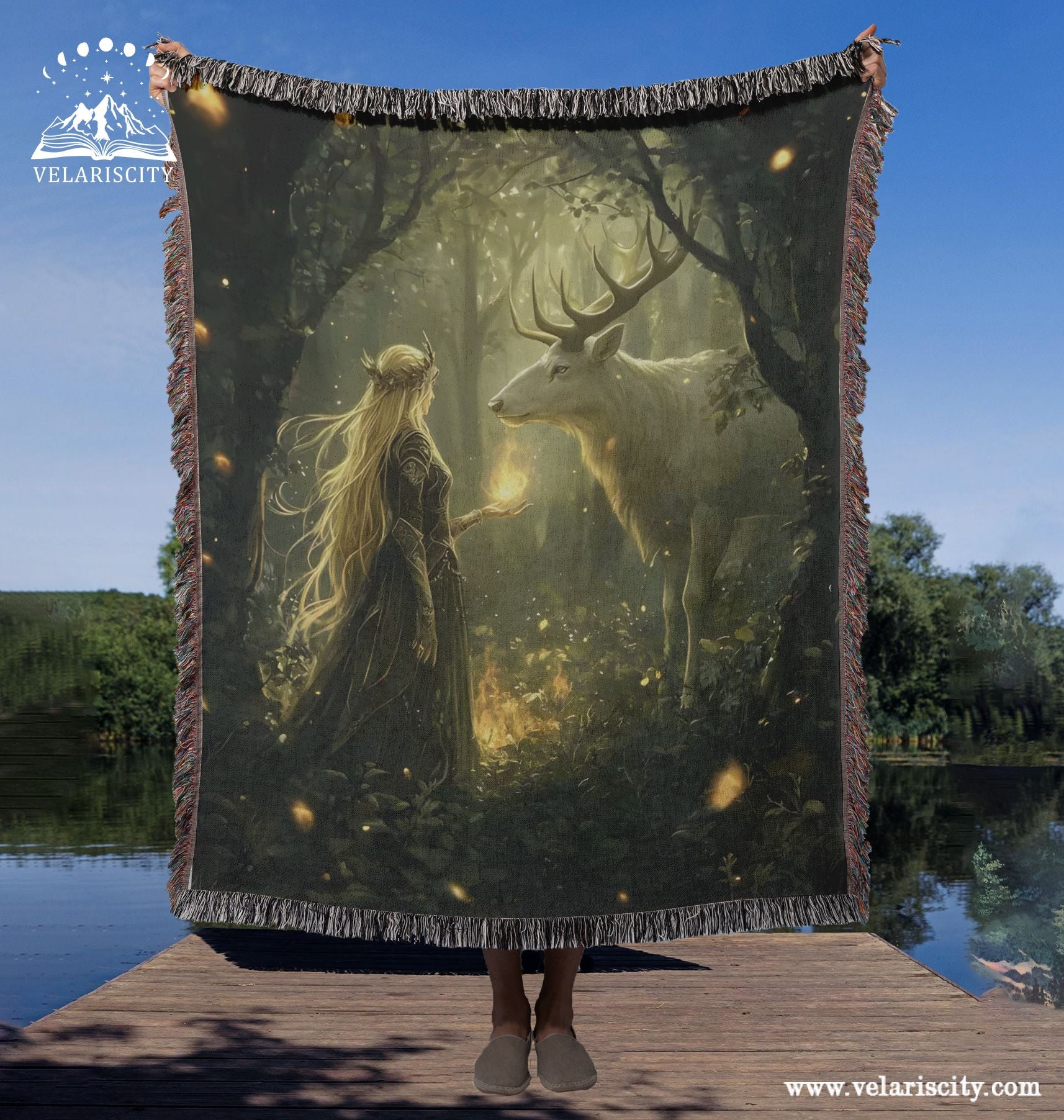 Aelin and Terrasen Woven Blanket, Throne of Glass Terrasen Scene, Fantasy Fae Queen Throw, Romantasy Bookish Gift for Readers BKVLR23