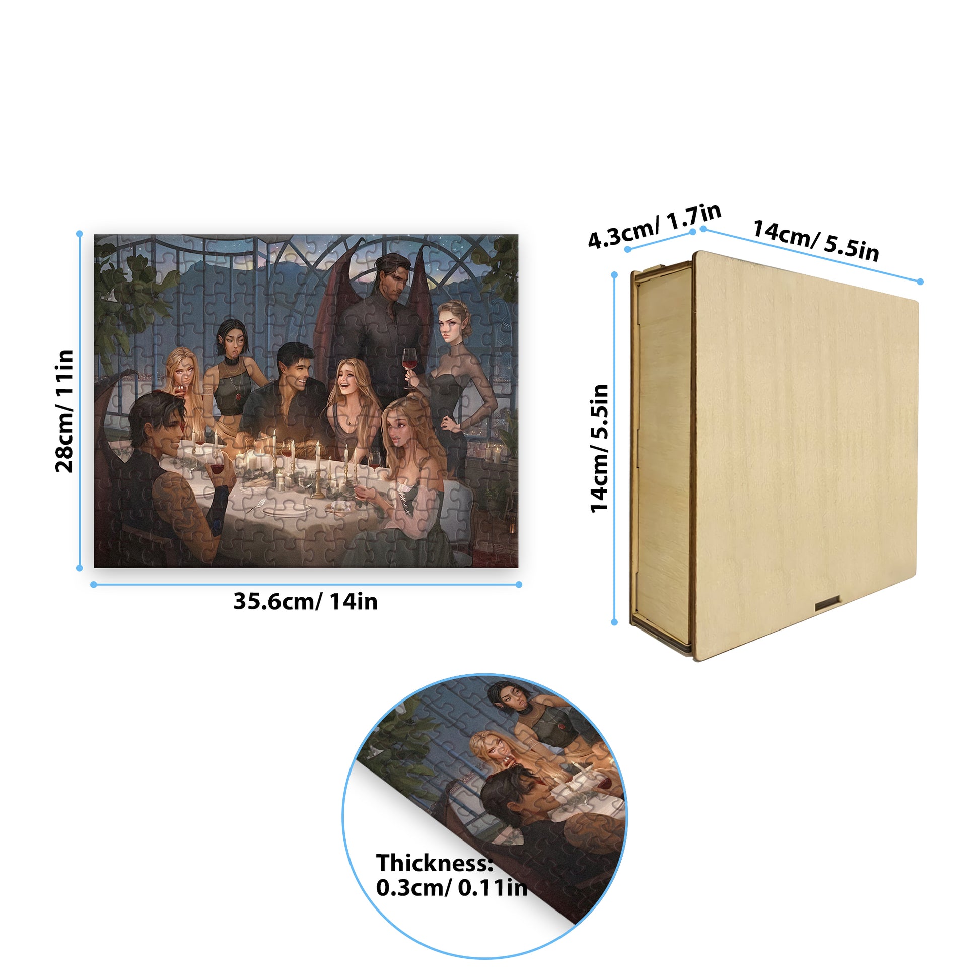 ACOTAR Puzzle Inner Circle Velaris, Feyre, Rhysand & Friends, Fantasy Wooden Jigsaw Puzzle Bookish Gift PVLR24