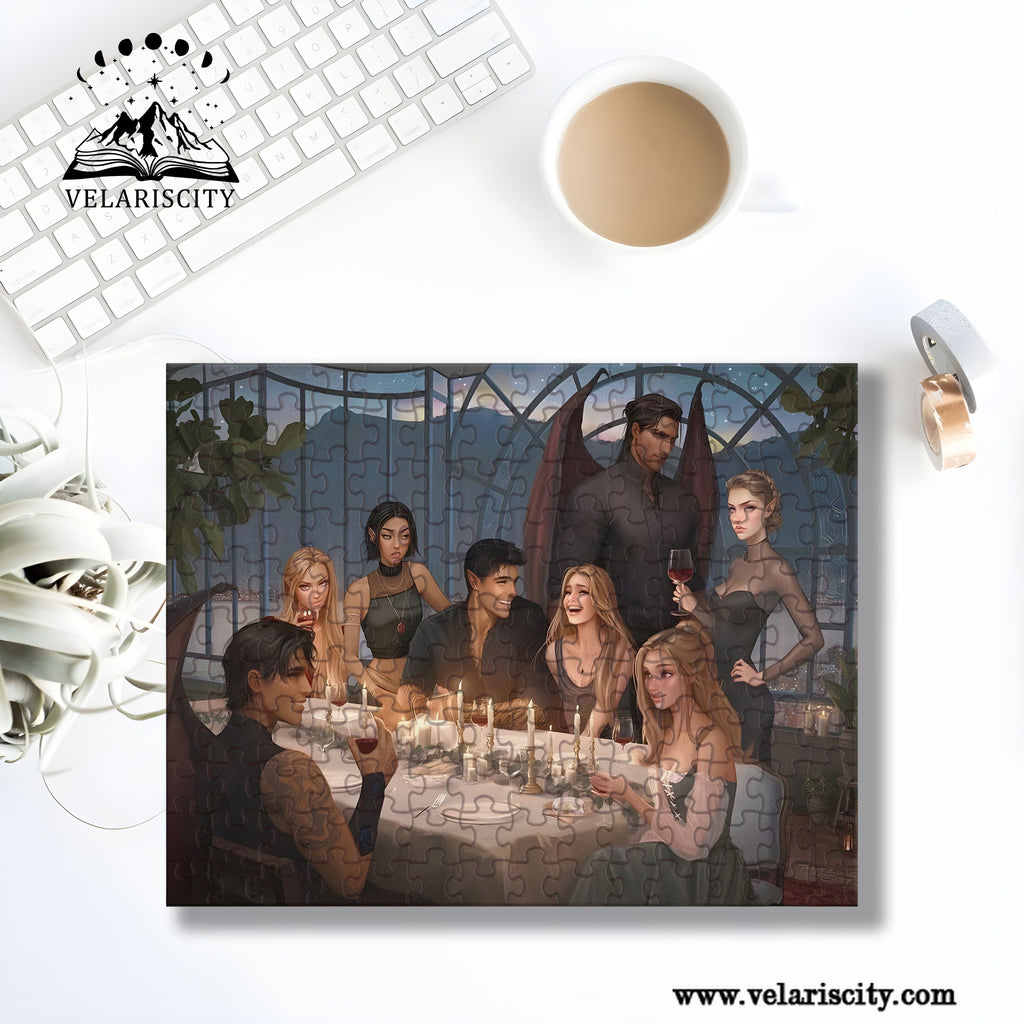 ACOTAR Puzzle Inner Circle Velaris, Feyre, Rhysand & Friends, Fantasy Wooden Jigsaw Puzzle Bookish Gift PVLR24