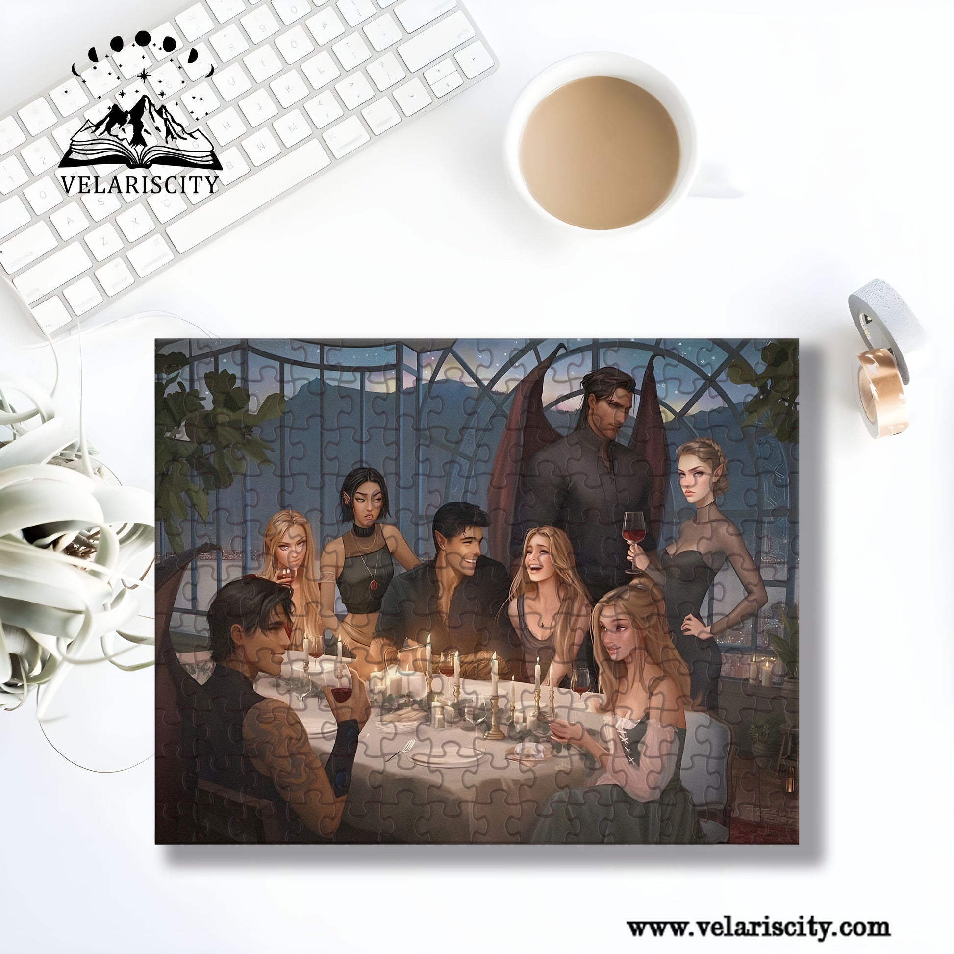 ACOTAR Puzzle Inner Circle Velaris, Feyre, Rhysand & Friends, Fantasy Wooden Jigsaw Puzzle Bookish Gift PVLR24