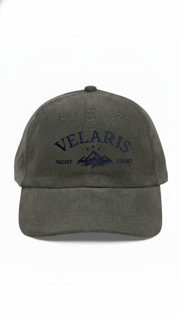 velaris hat, acotar hat, night court, acotar merch, bookish hat, fantasy reader, corduroy cap, embroidered hat, book lover gift VLRH37