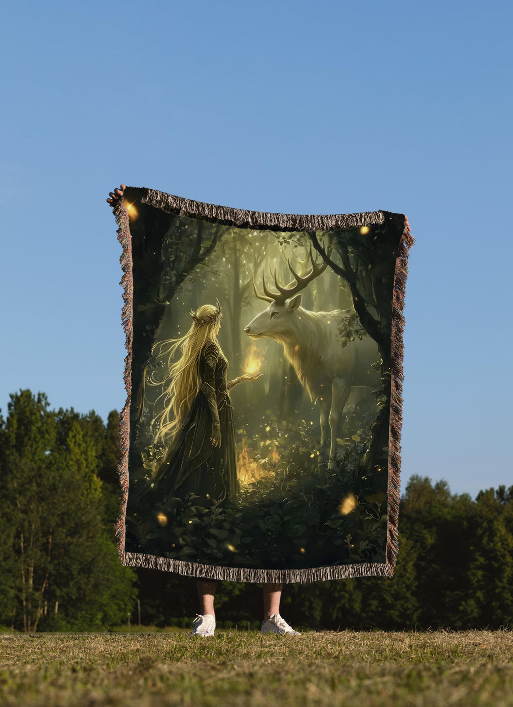 Aelin and Terrasen Woven Blanket, Throne of Glass Terrasen Scene, Fantasy Fae Queen Throw, Romantasy Bookish Gift for Readers BKVLR23