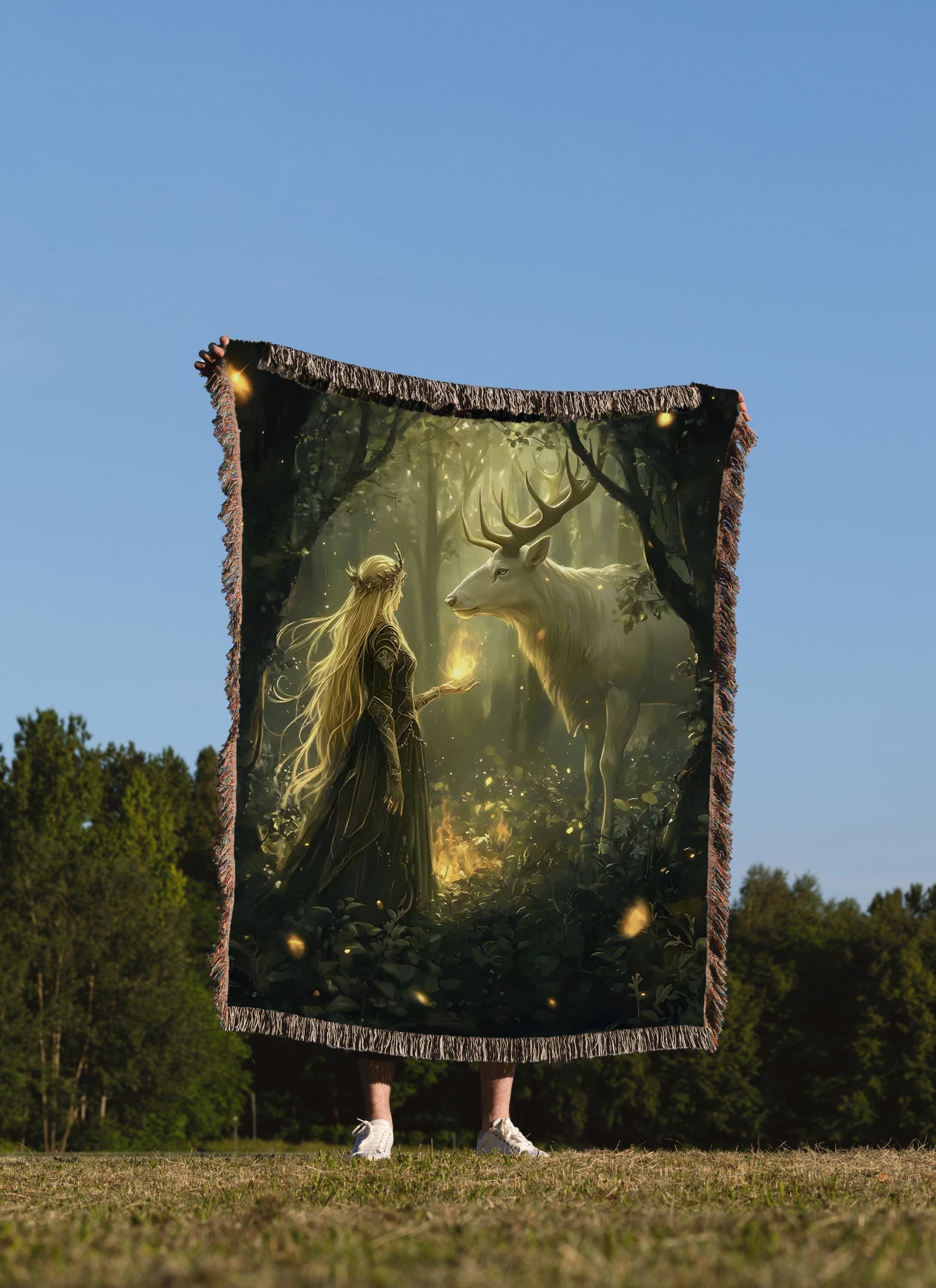Aelin and Terrasen Woven Blanket, Throne of Glass Terrasen Scene, Fantasy Fae Queen Throw, Romantasy Bookish Gift for Readers BKVLR23