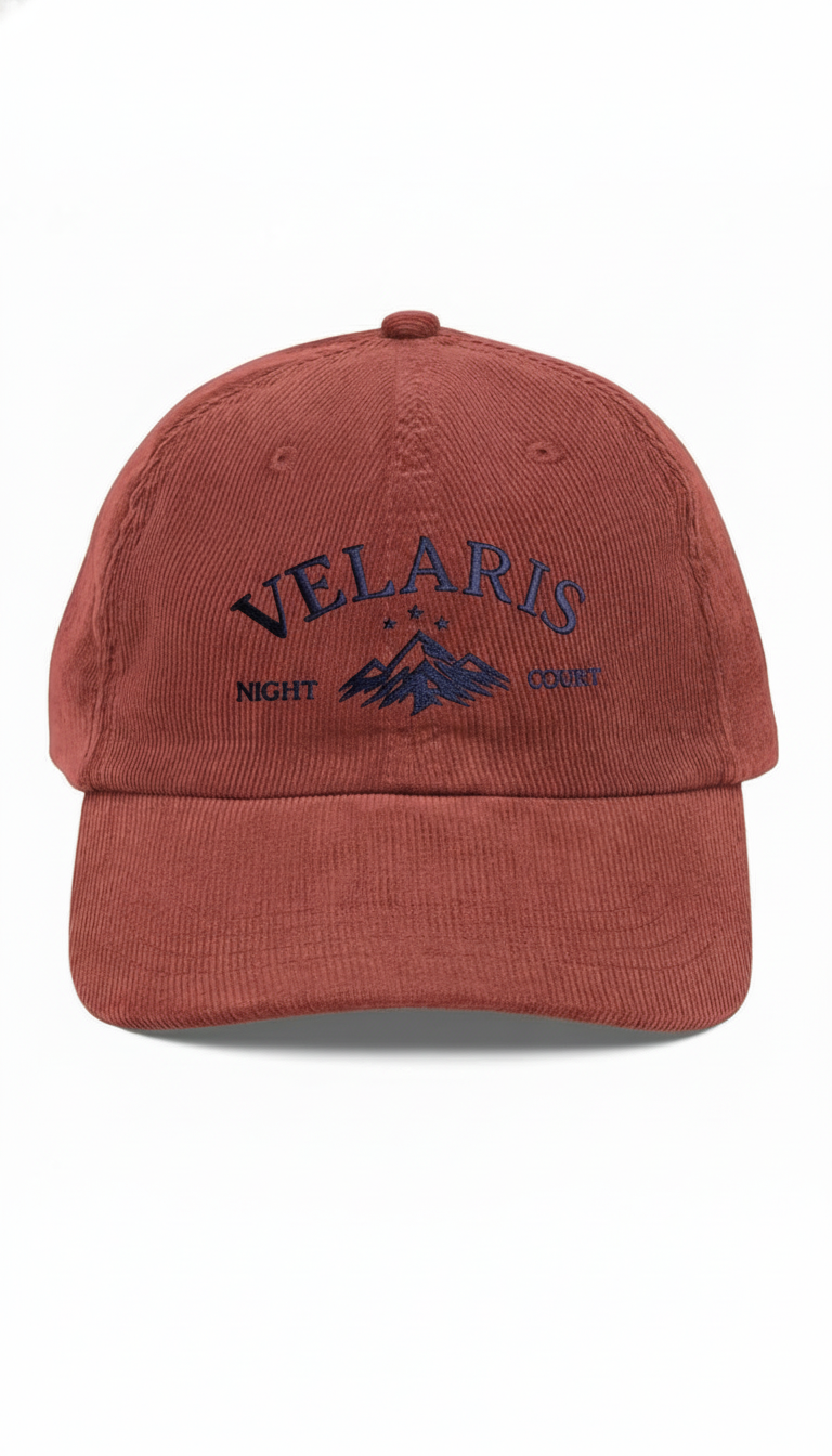 velaris hat, acotar hat, night court, acotar merch, bookish hat, fantasy reader, corduroy cap, embroidered hat, book lover gift VLRH37