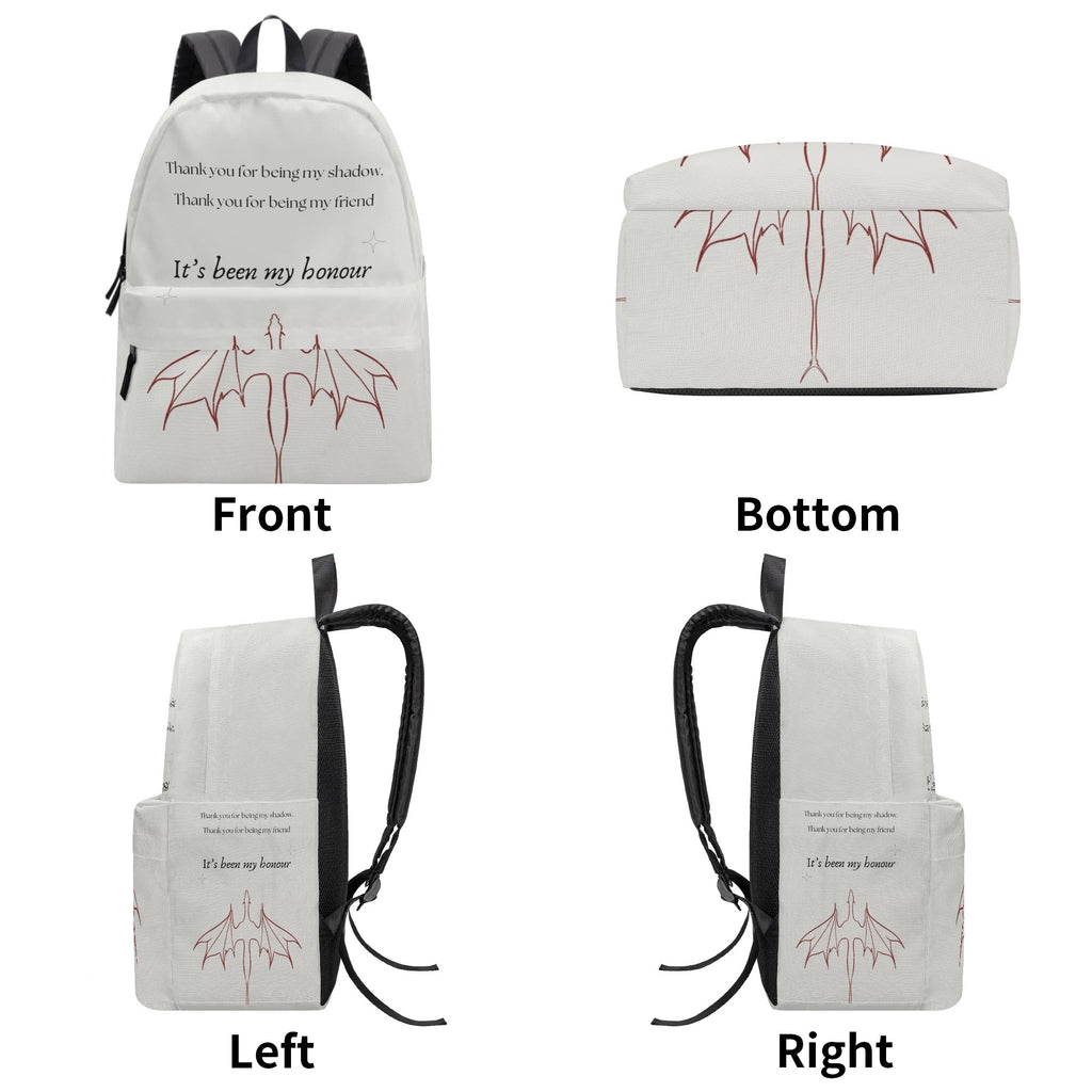 Fourth Wing Backpack, It's been my honour Quote, Thank You for Being My Shadow, Fantasy Book Bag BPVLR23