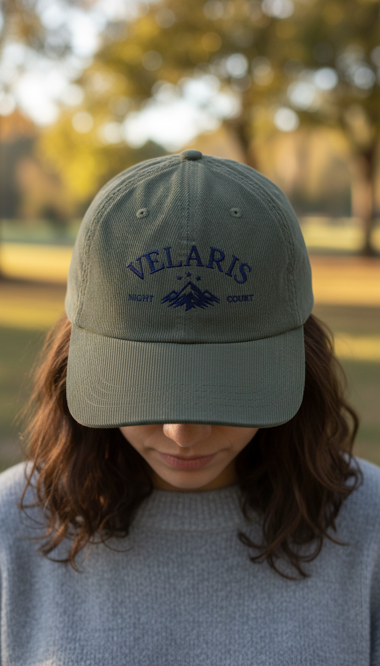 velaris hat, acotar hat, night court, acotar merch, bookish hat, fantasy reader, corduroy cap, embroidered hat, book lover gift VLRH37