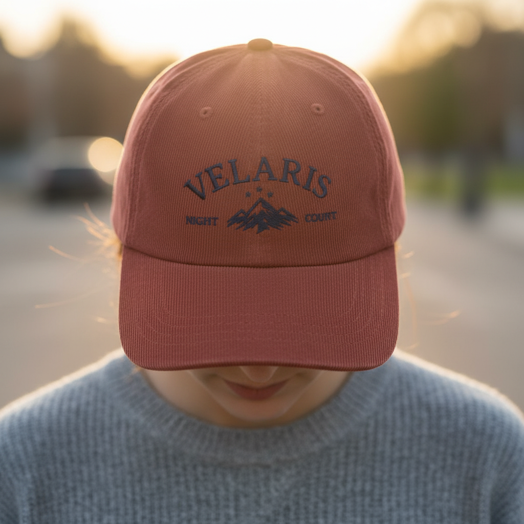 velaris hat, acotar hat, night court, acotar merch, bookish hat, fantasy reader, corduroy cap, embroidered hat, book lover gift VLRH37