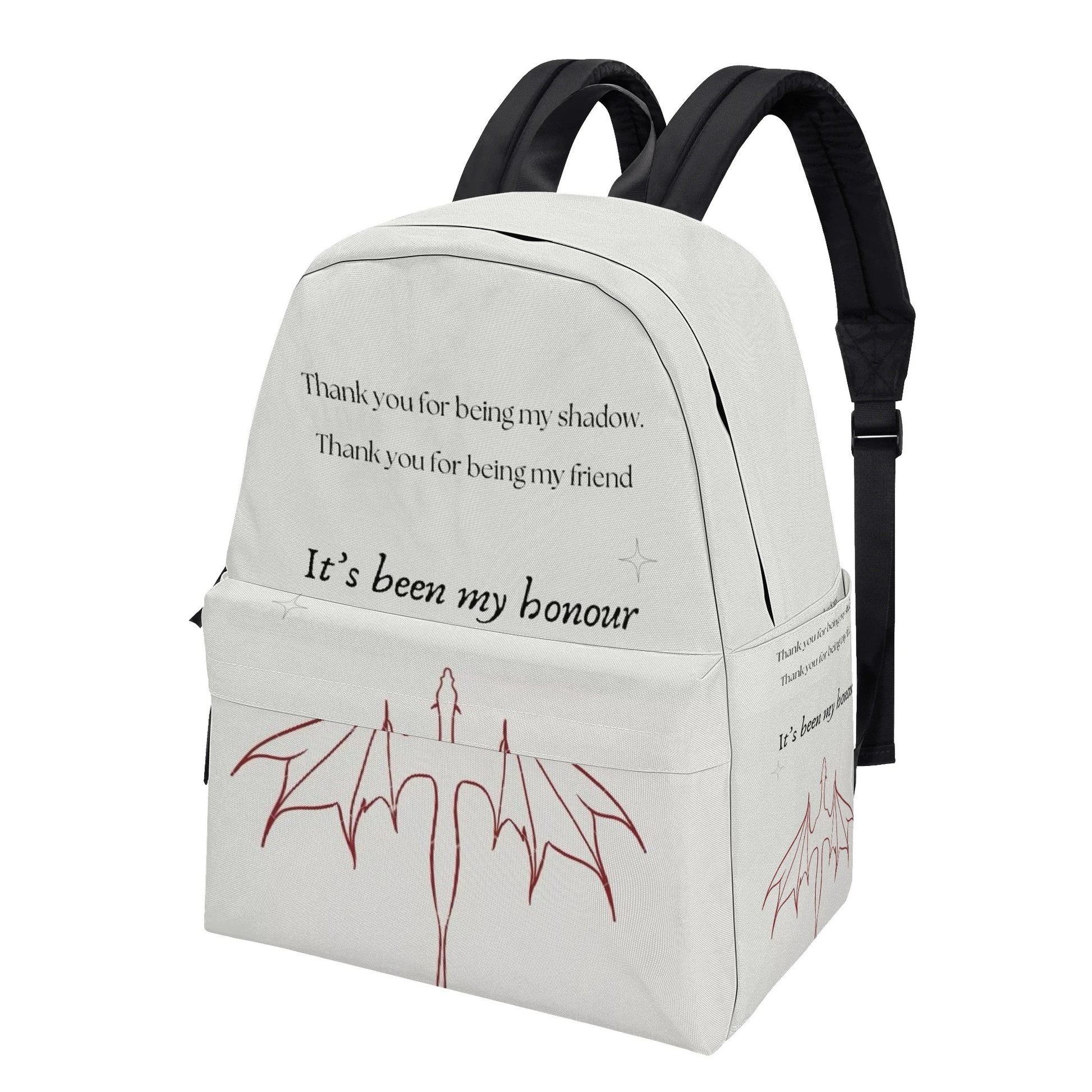 Fourth Wing Backpack, It's been my honour Quote, Thank You for Being My Shadow, Fantasy Book Bag BPVLR23