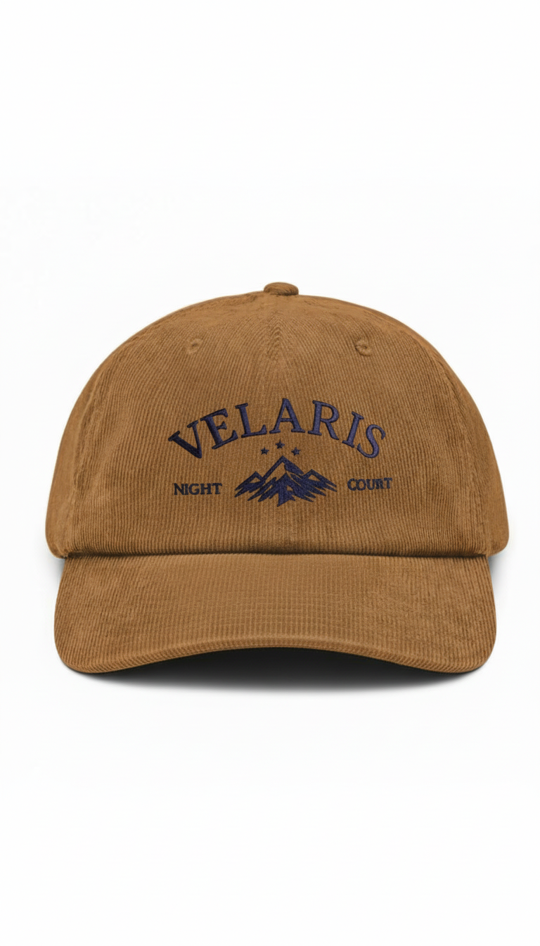 velaris hat, acotar hat, night court, acotar merch, bookish hat, fantasy reader, corduroy cap, embroidered hat, book lover gift VLRH37
