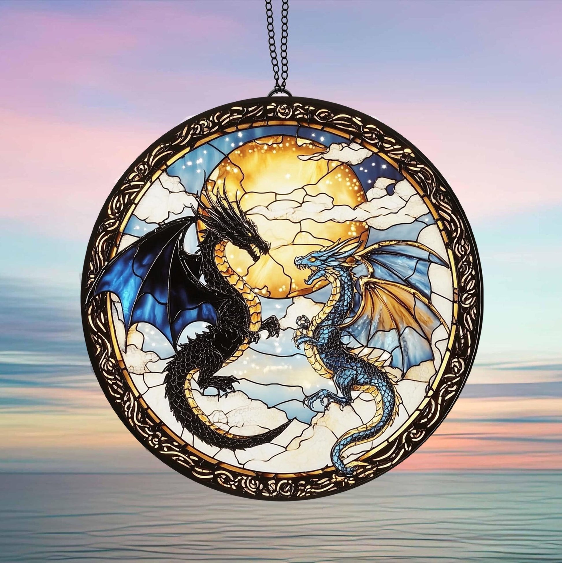 Fourth Wing Dragon Acrylic Ornaments, Tairn & Andarna Suncatcher for Readers, Book Lover Presents, Onyx Storm Stained Glass Suncatcher SGVLR23