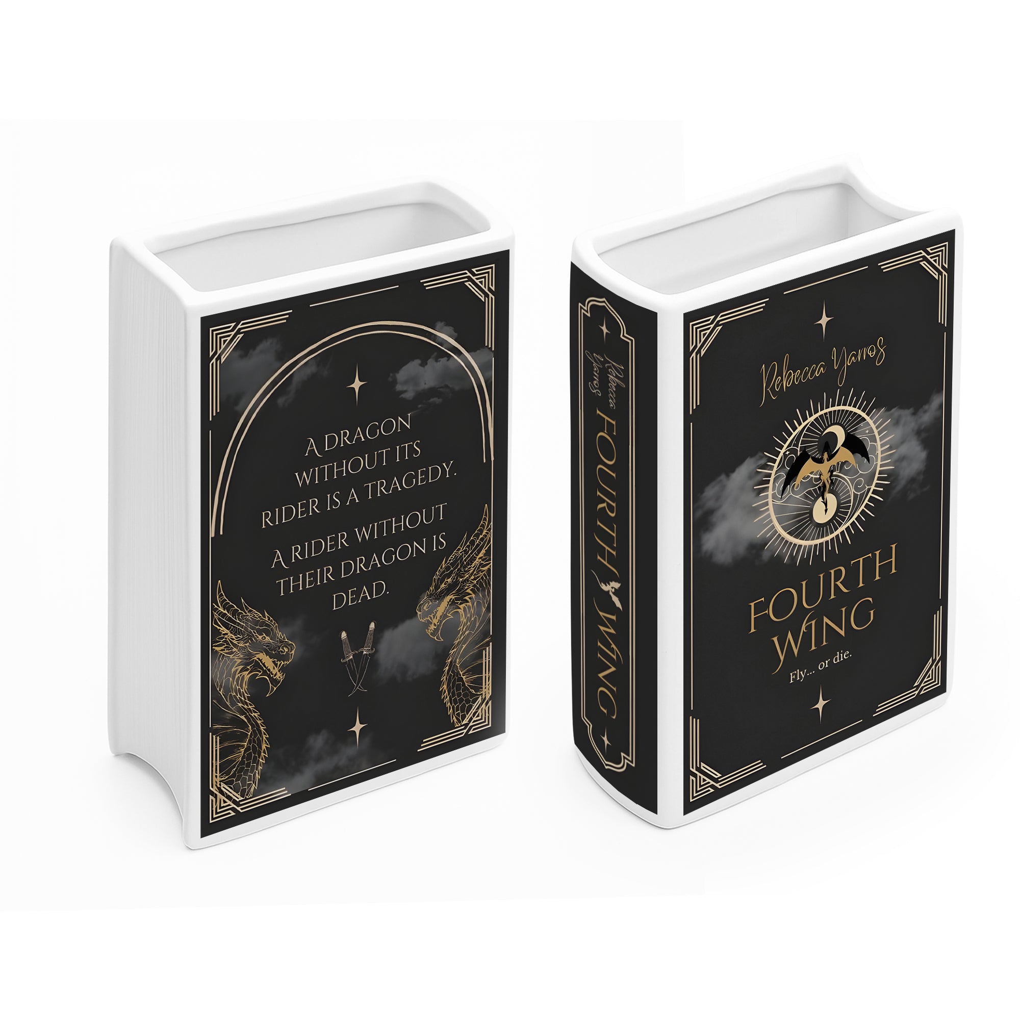 Fourth Wing Ceramic Book Vase, Fly or Die Edition, Ceramic Fantasy Vase for Book Lovers, Dragon Decor Inspired by The Empyrean Series CVVRL25