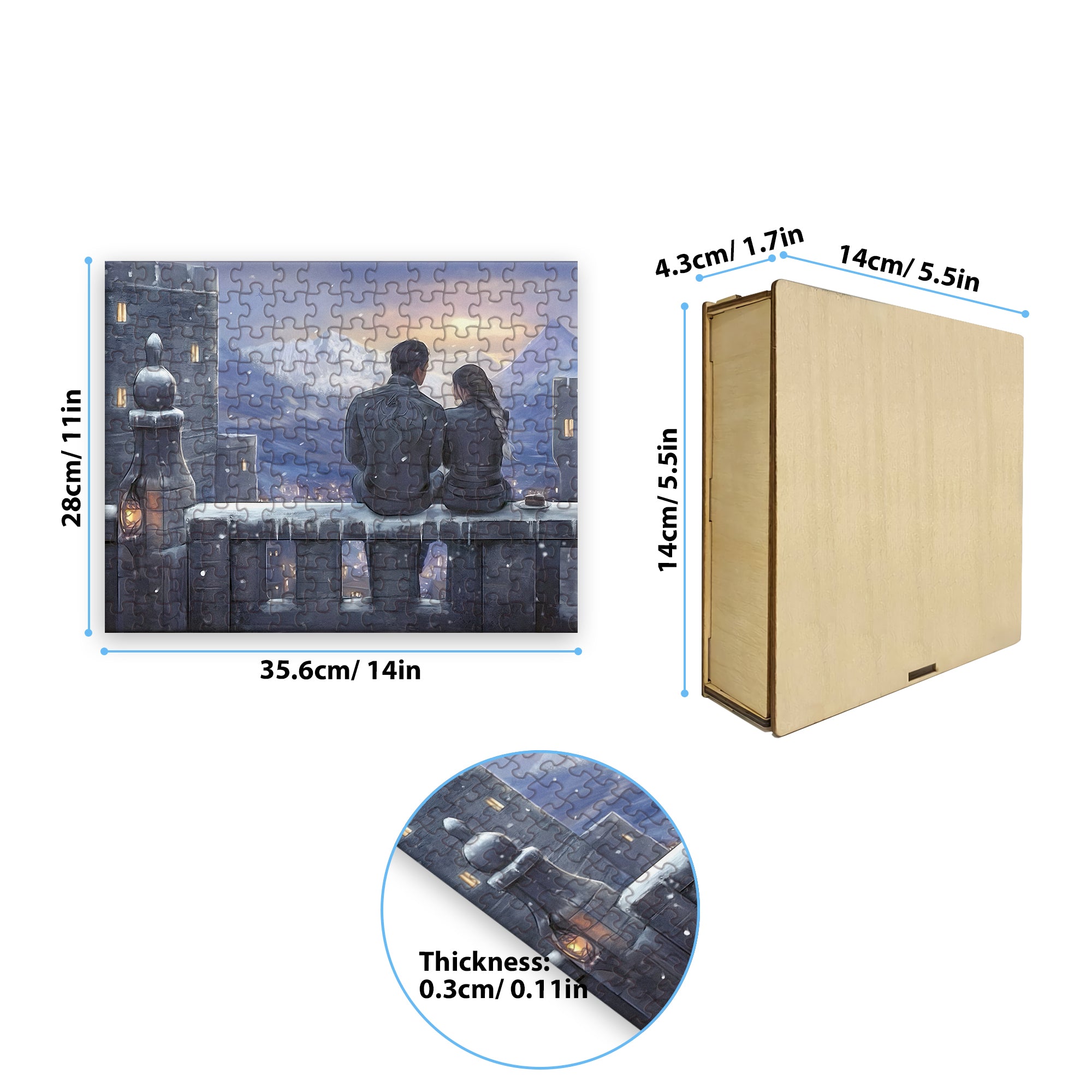 Fourth Wing Puzzle Violet & Xaden, Romantic Balcony Scene, Fantasy Wooden Jigsaw Puzzle Bookish Gift PVLR25