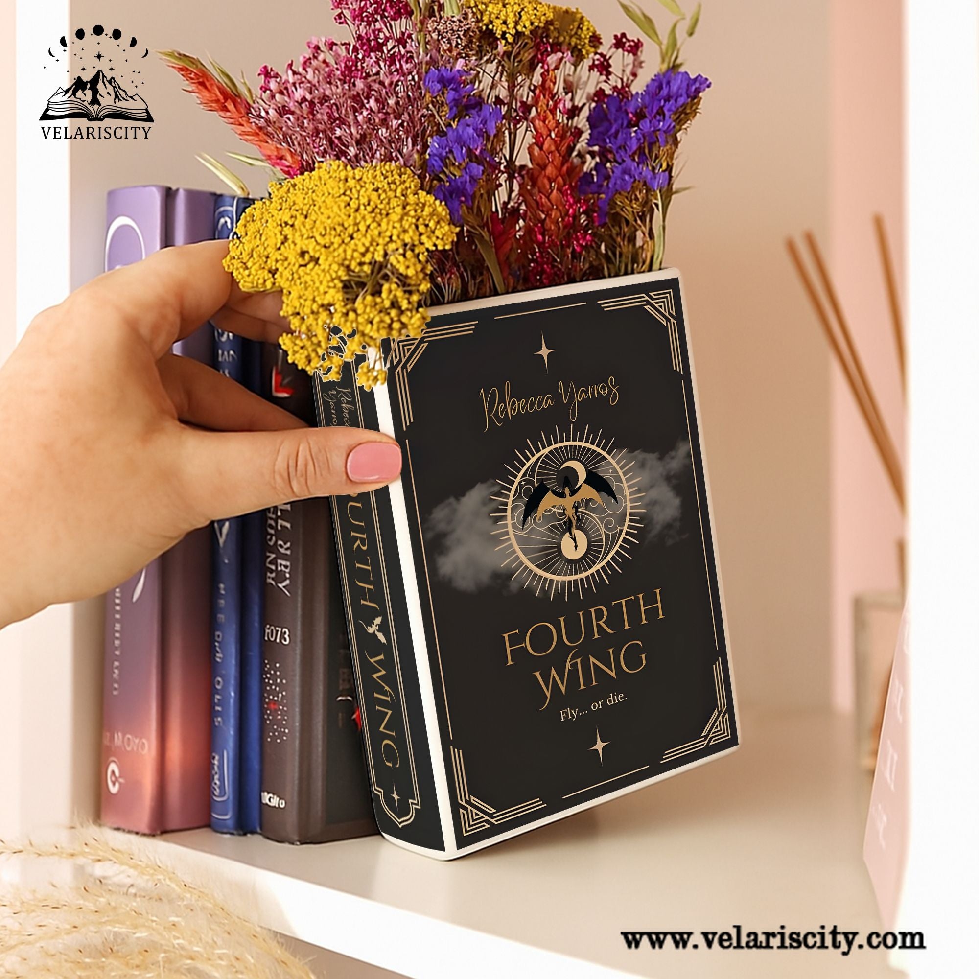 Fourth Wing Ceramic Book Vase, Fly or Die Edition, Ceramic Fantasy Vase for Book Lovers, Dragon Decor Inspired by The Empyrean Series CVVRL25