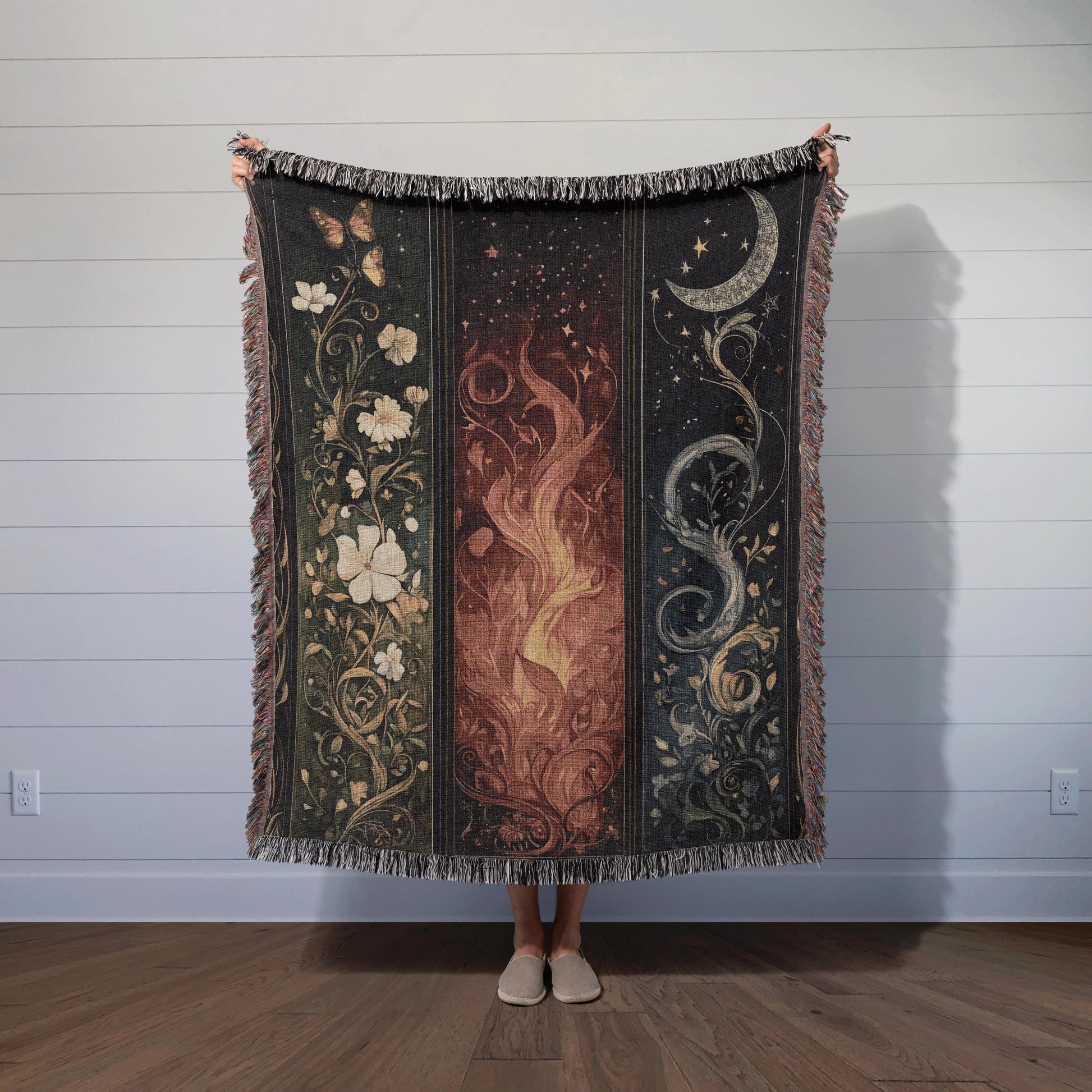 Feyre's Painted Dresser Triptych Woven Blanket - ACOTAR Merch for Bookish Fans, SJM Decor, Romantasy Gift, Archeron Sisters Inspired Blanket BKVLR25