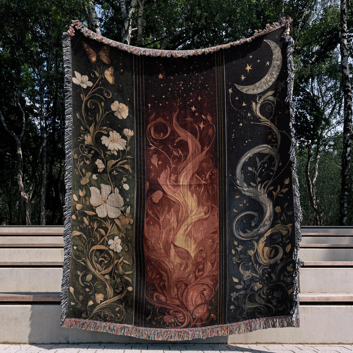 Feyre's Painted Dresser Triptych Woven Blanket - ACOTAR Merch for Bookish Fans, SJM Decor, Romantasy Gift, Archeron Sisters Inspired Blanket BKVLR25