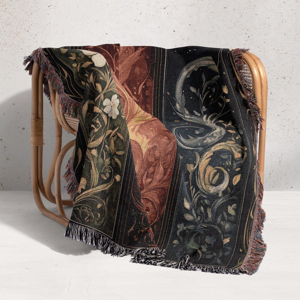 Feyre's Painted Dresser Triptych Woven Blanket - ACOTAR Merch for Bookish Fans, SJM Decor, Romantasy Gift, Archeron Sisters Inspired Blanket BKVLR25