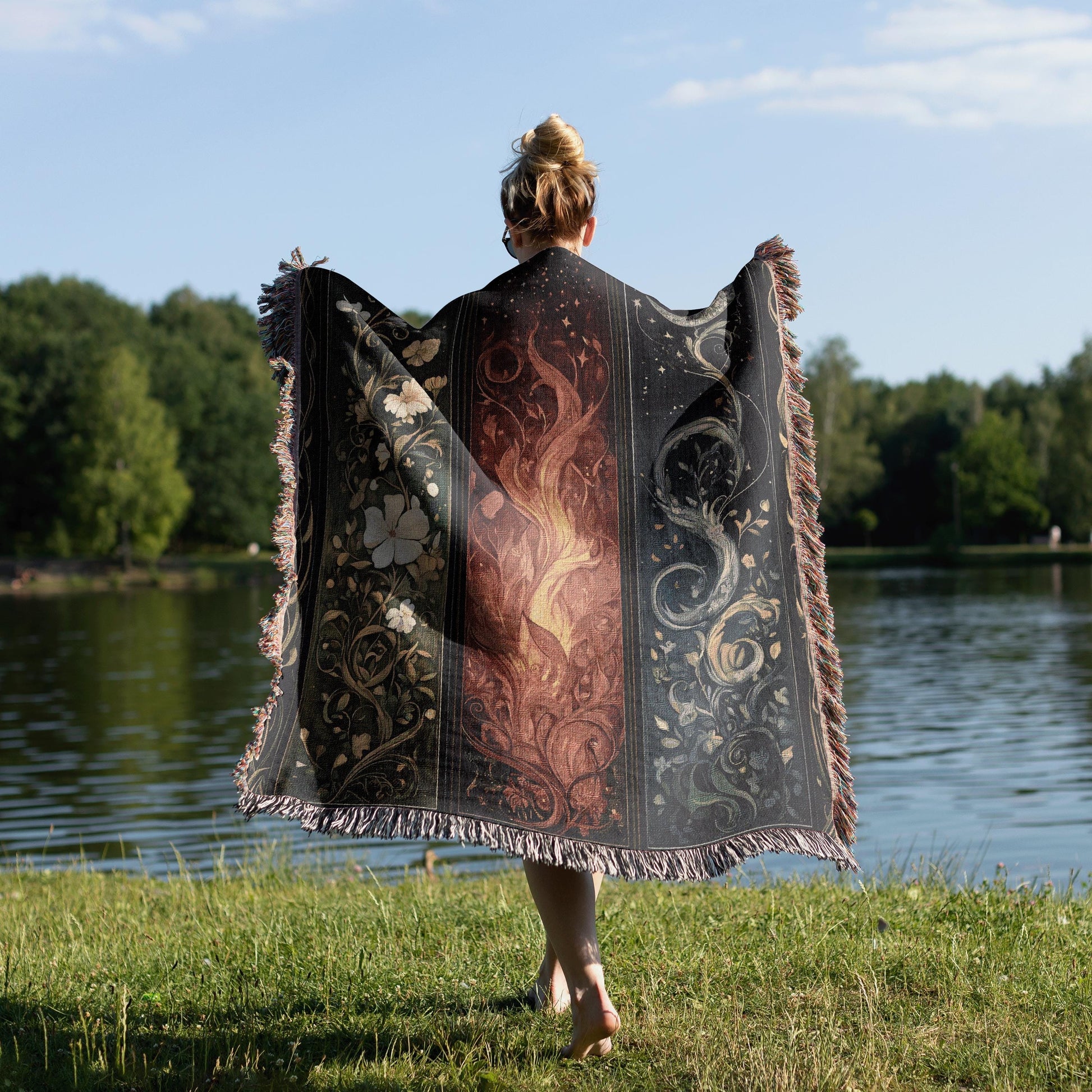 Feyre's Painted Dresser Triptych Woven Blanket - ACOTAR Merch for Bookish Fans, SJM Decor, Romantasy Gift, Archeron Sisters Inspired Blanket BKVLR25