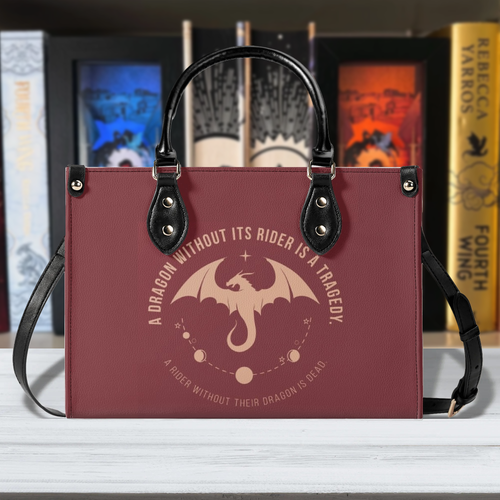 "A Dragon Without Its Rider Is A Tragedy"  Leather Bag, Fourth Wing Inspired Bag, Personalized Leather Bag, Fantasy Leather Handbag, Perfect Gift for Women. HBVLR26