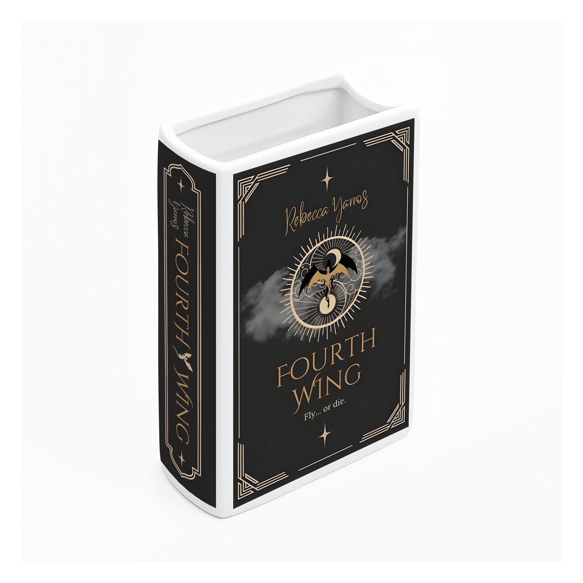 Fourth Wing Ceramic Book Vase, Fly or Die Edition, Ceramic Fantasy Vase for Book Lovers, Dragon Decor Inspired by The Empyrean Series CVVRL25
